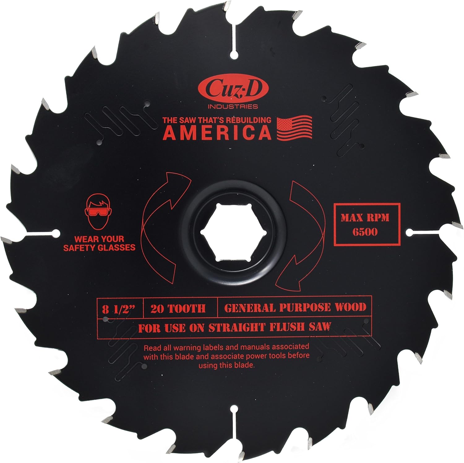 CUZ-D INDUSTRIES CARBIDE TIP SAW BLADE - 40 Tooth Premium Straight Flush Saw Blades, Non-Stick, General Purpose Wood Cutting Wheel, Circular Saw Wheels, 8.5" Inch