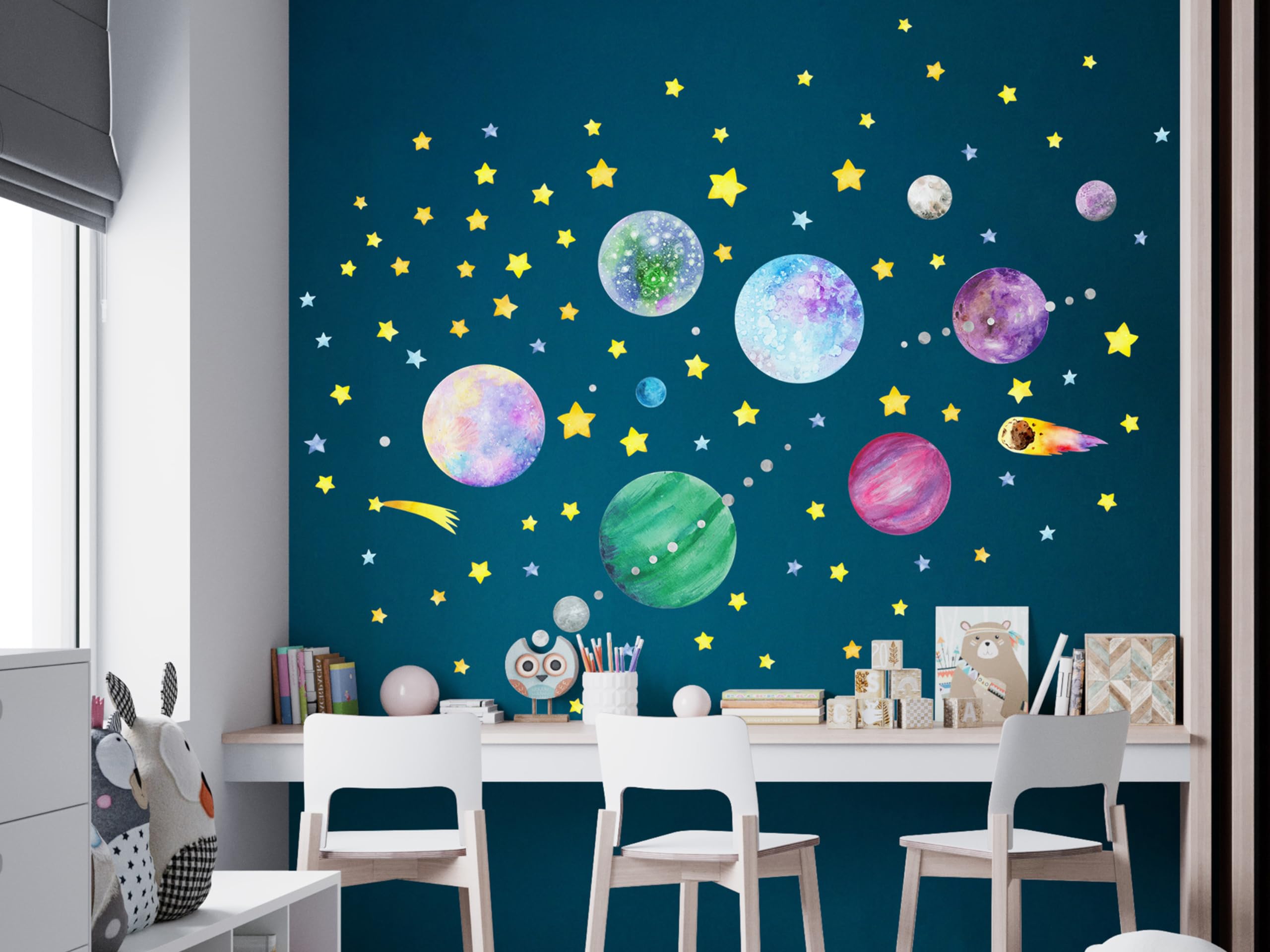 Stickers muraux exoplanètes pour faire rêver les enfants de voyages spatiaux