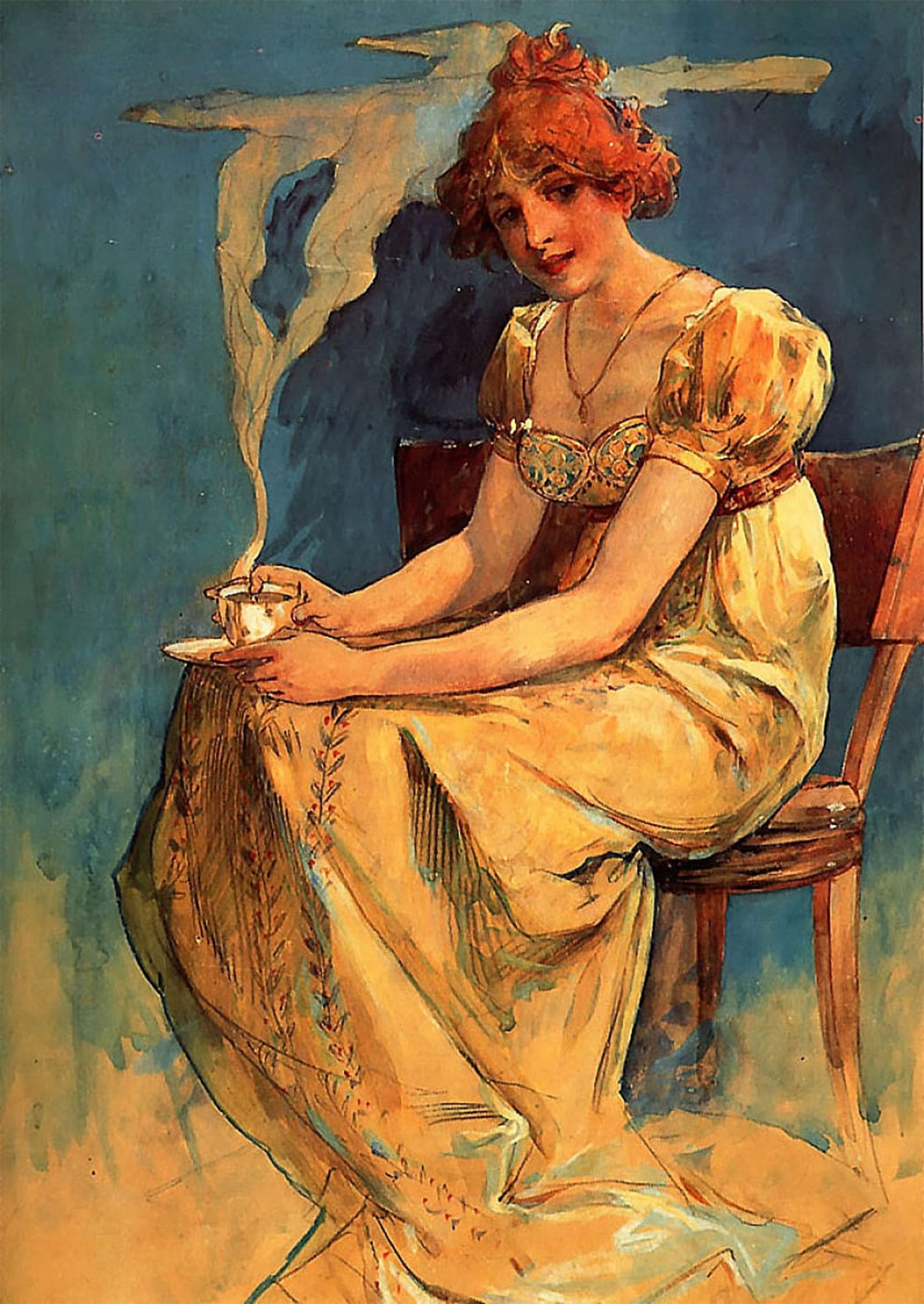 SERENDIPITP Retro Picture Poster Wall Art Pictures Painting the Enchantress by Alphonse Mucha Wall Art Canvas Print for Wall Decor 60x90cm
