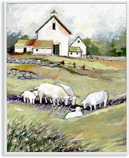 'Barn with Grazing Sheep'| Framed Giclee Art