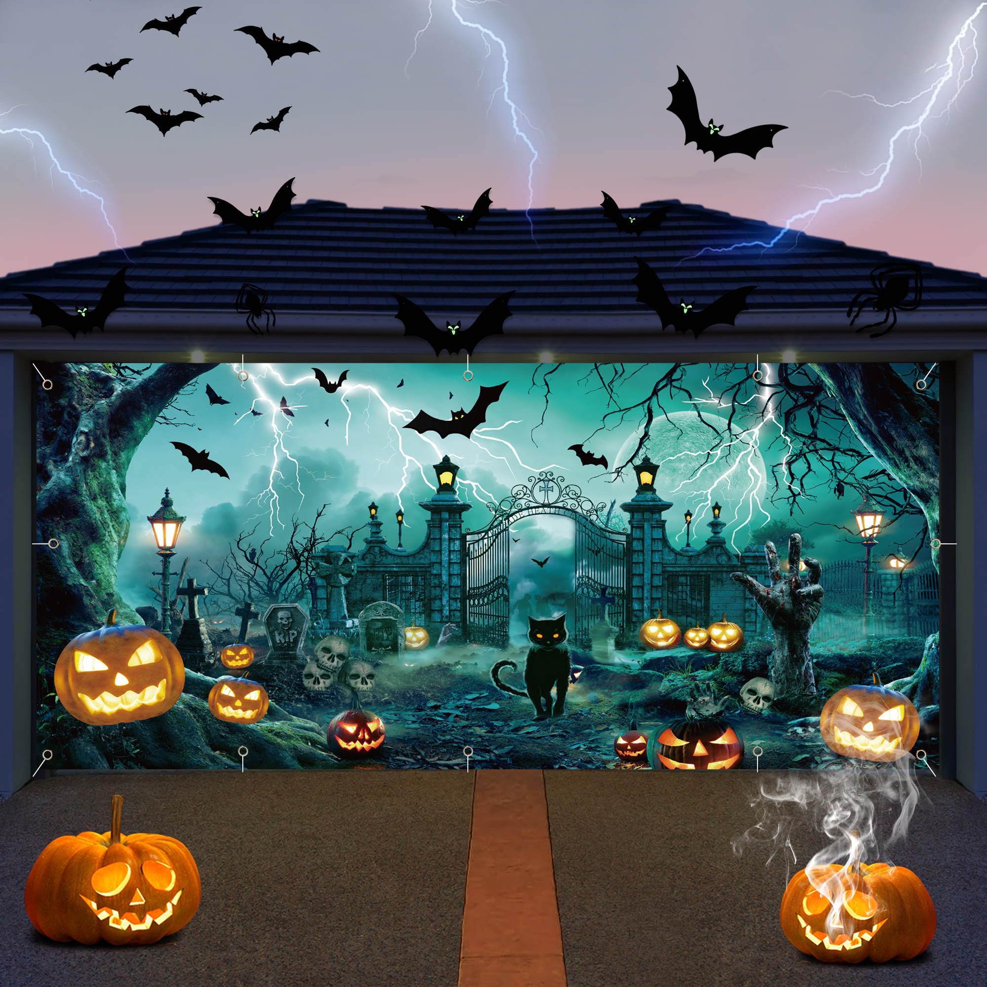 Happy Halloween Banner - 33 Foot Party Decor With 18 Flags For Indoor Outdoor Decorating