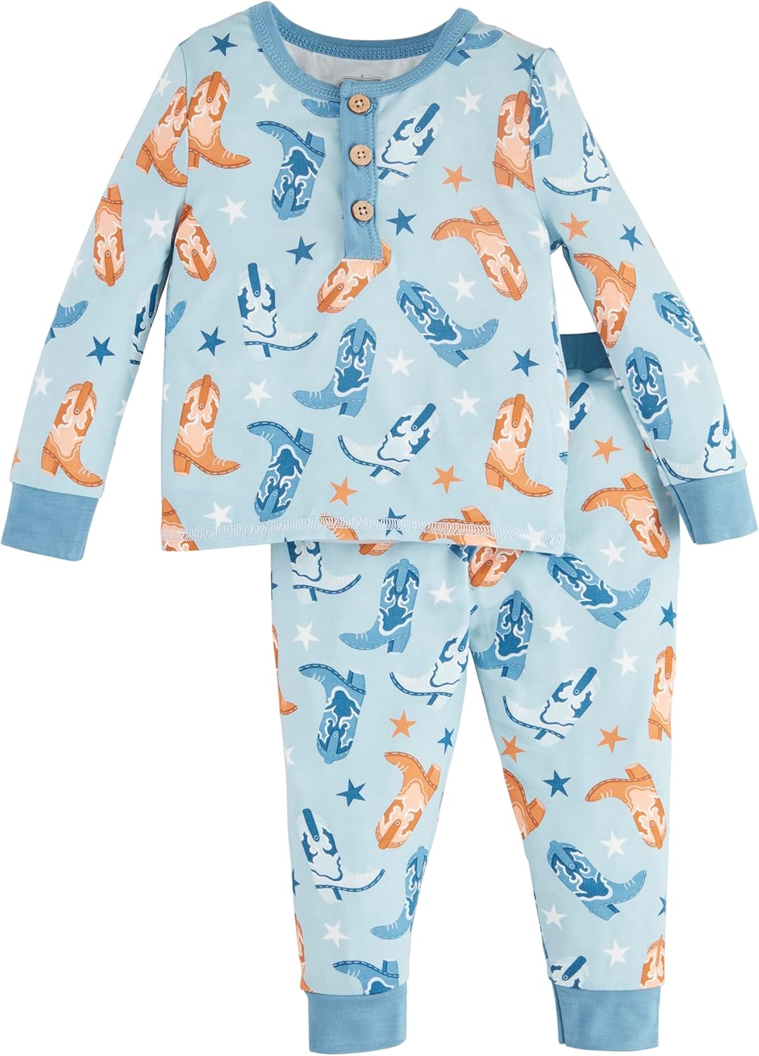 Mud Pie baby-boys Mud Pie Children's Blue Cowboy Print Pjs