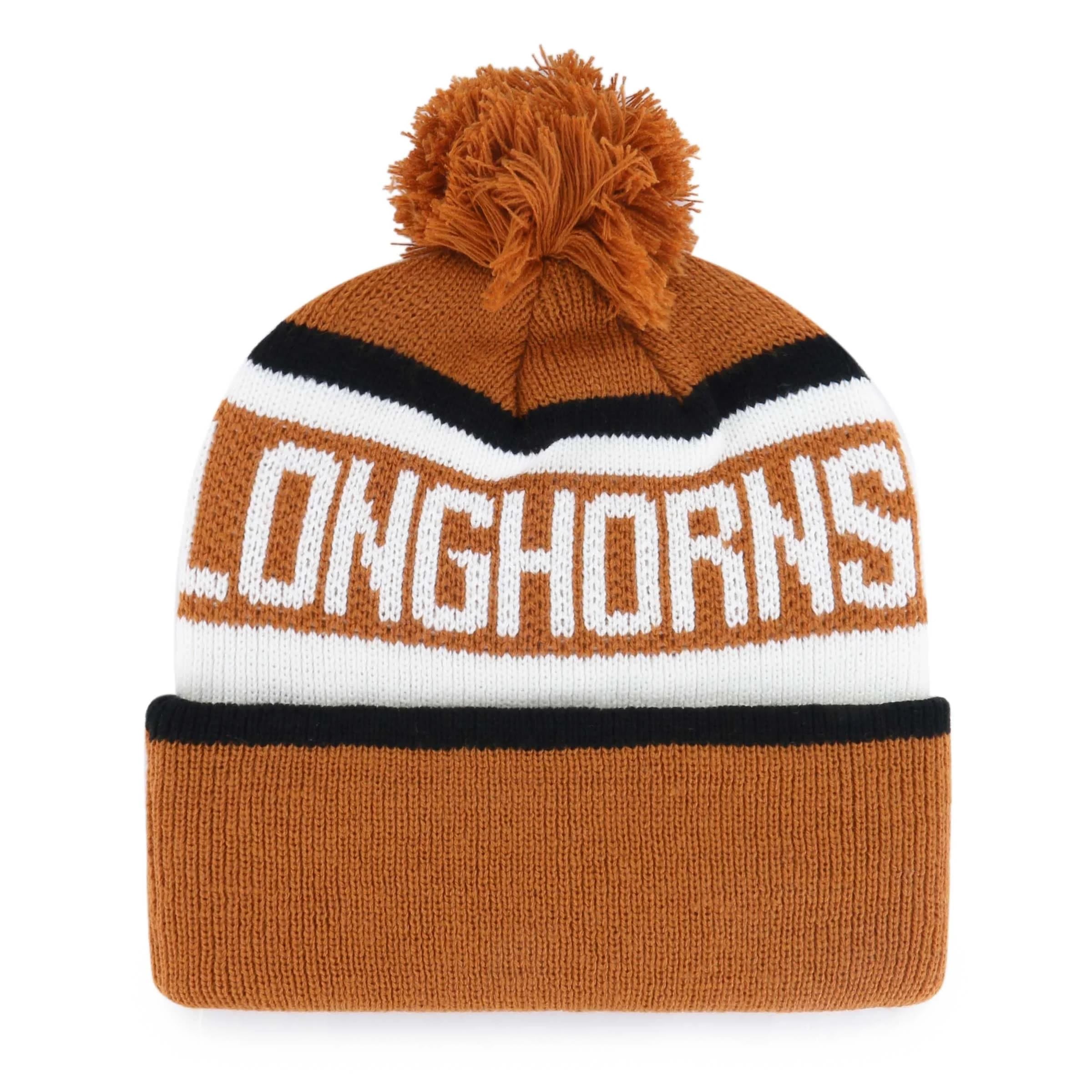 Officially Licensed Texas University Cuffed Knit Pom Beanie Hat Classic Edition Embroidered Team Logo Winter Cap Multicolor