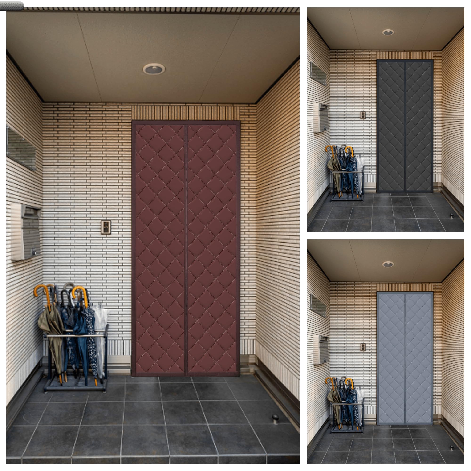 Thermique 117 x 289 cm Intérieur & Extérieur Protection Froid Porte Hiver Tissu Imperméable Agt Chill Marron Économie d'énergie Boudin de courant