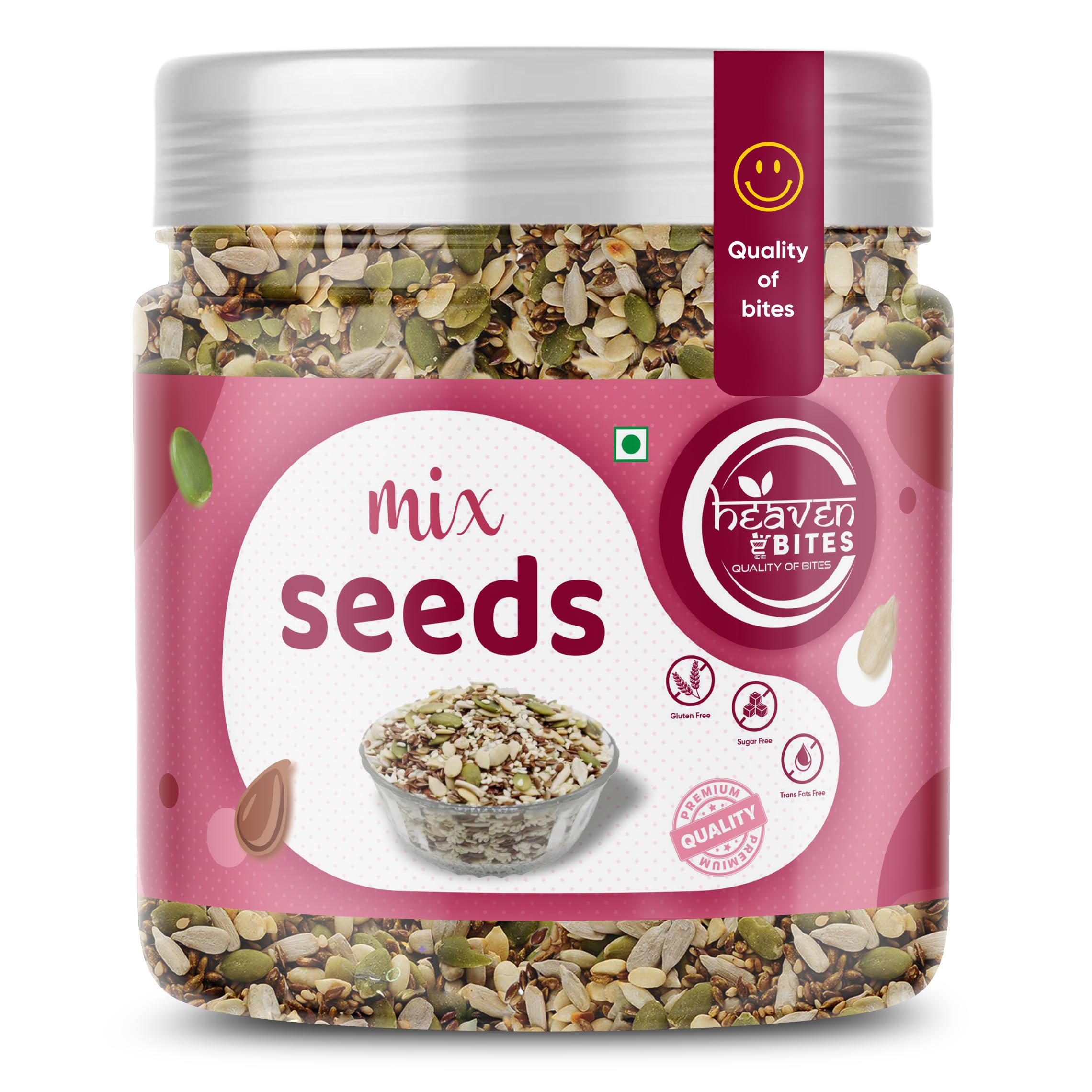 Heaven Bites Raw Mix Seeds For Eating 500GM | Pumpkin, Watermelon, Flax, Sunflower and Chia Super Seeds for Weight Loss | Healthy Diet Snacks Trail Mixed Calcium and Protein Rich-image-45