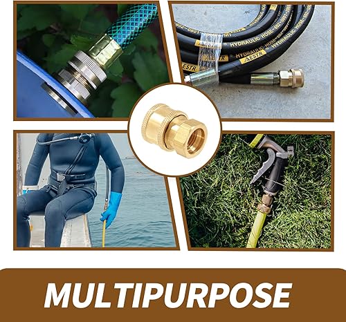 Miniatura 7 de Paquete de 2 acopladores para lavadora a presión de latón, accesorios de conexión rápida hembra NPT de 14 pulgadas, 5000 PSI