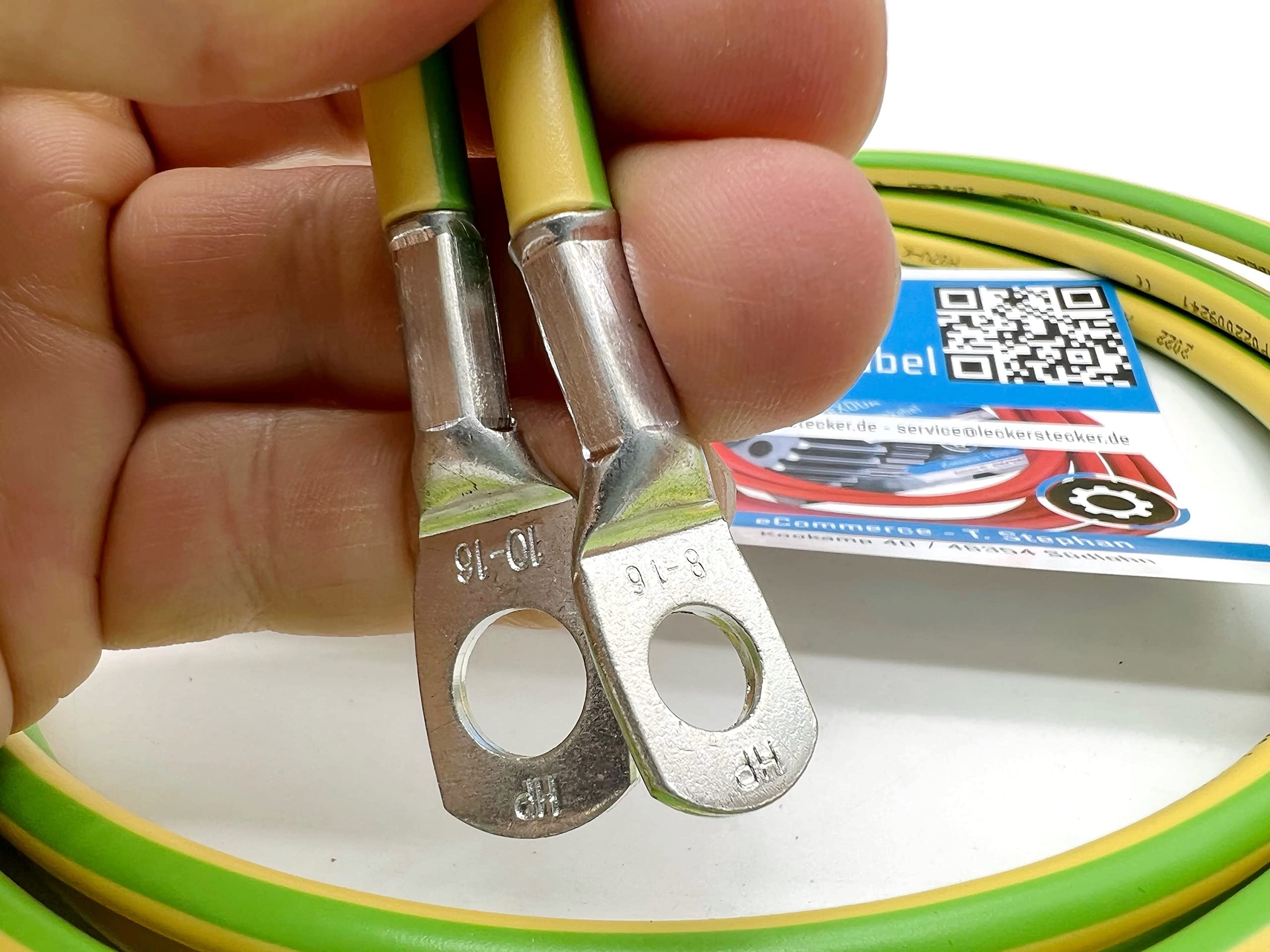 Cavo Di Messa A Terra 16 Mm² 5m - Verde/Giallo, Con Terminali M8 E M10, Made In Germany - Foto 5