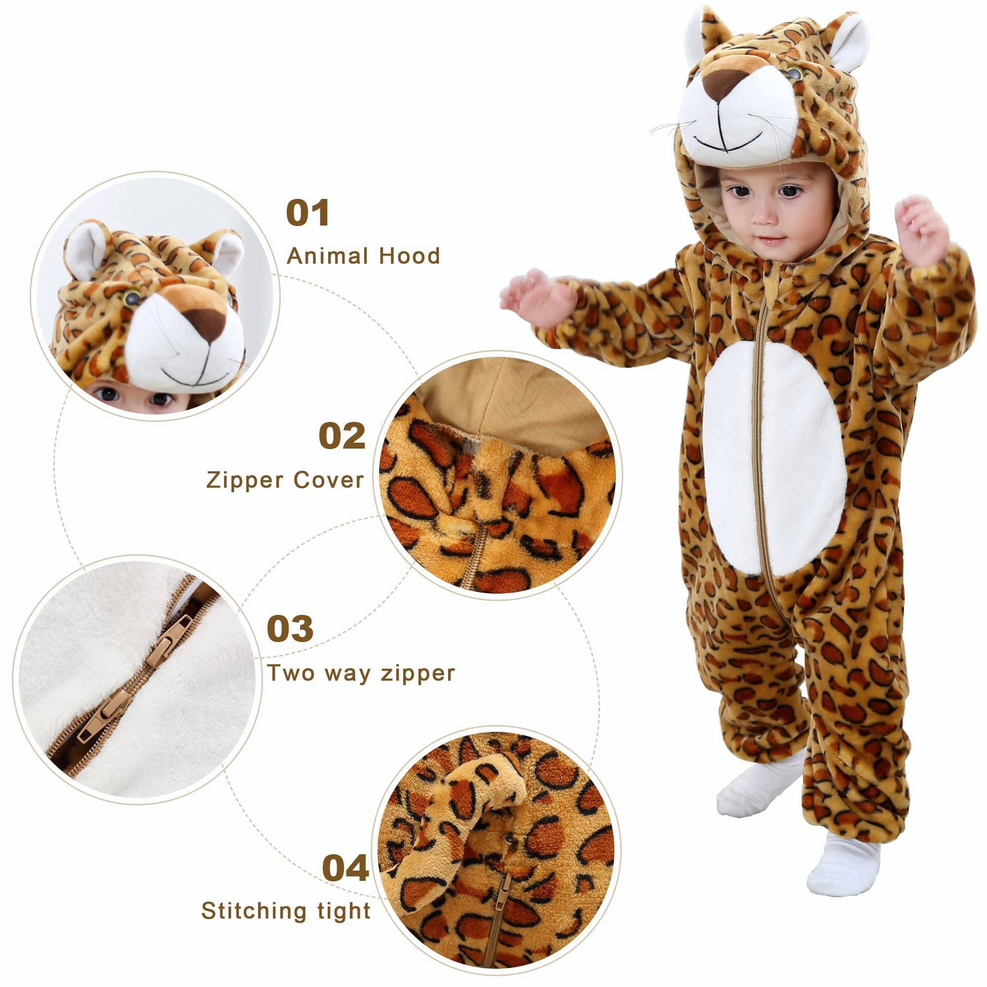 Kapuzen Body für Babys Winter Flanell Overall Schlafanzug 2-36 Monate