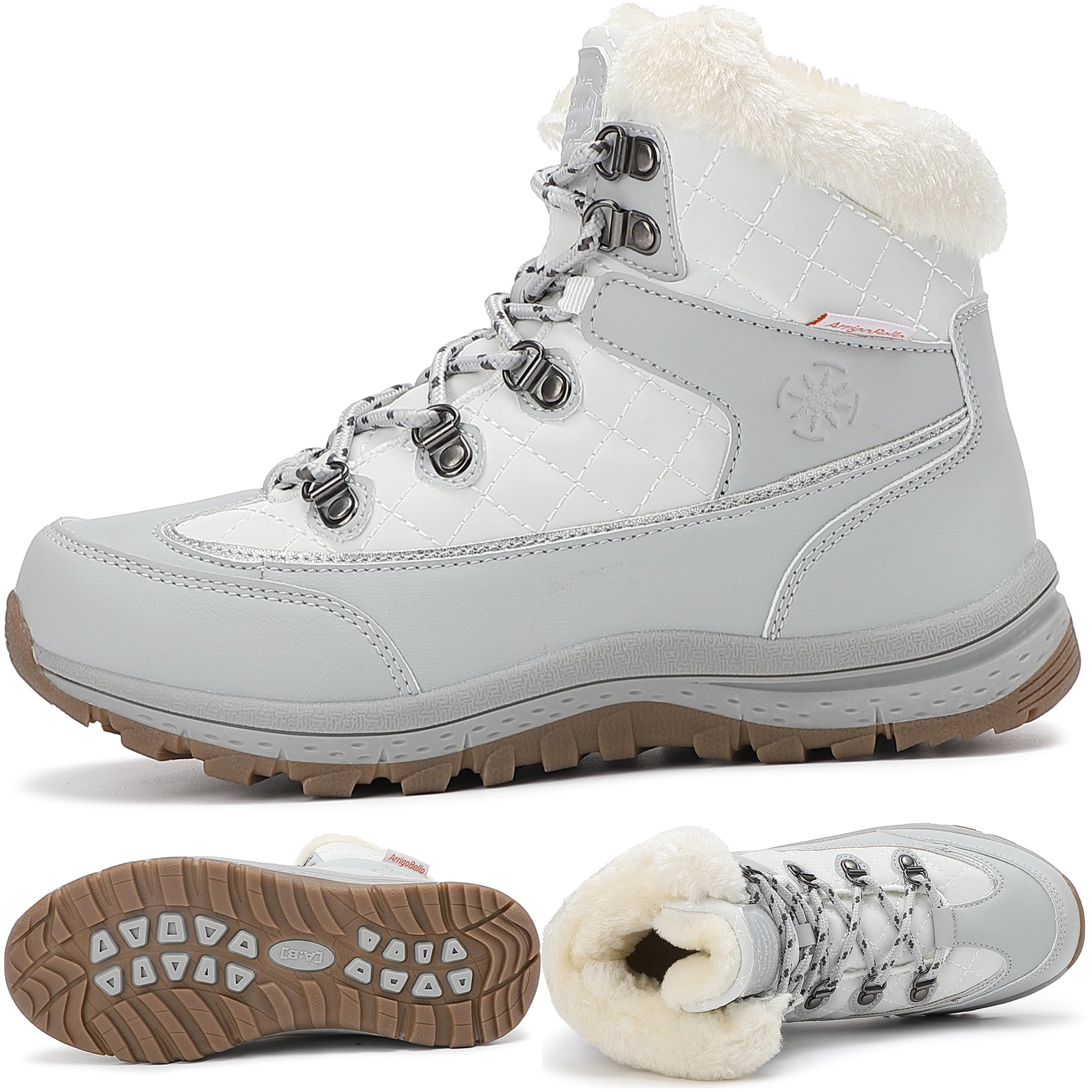 ARRIGO BELLO Donna Stivali da Neve Invernali Scarpe Allineato Pelliccia Caloroso Caviglia Piatto Stivaletti Sportive Boots Escursionismo 36-41