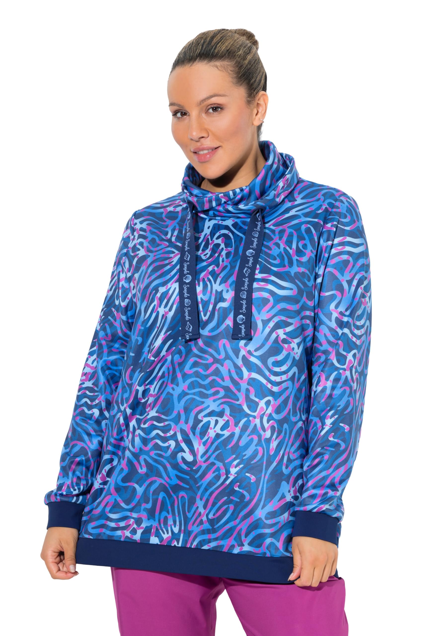 Ulla Popken Damen große Größen Übergrößen Plus Size Sweatshirt, Stehkragen, Langarm, recycelt 847840