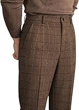 Solovedress Men's Classic Suit Trousers Business Straight Fit Checked Trousers for Formal Occasions