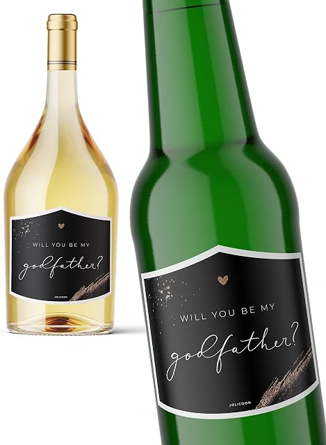 JoliCoon Will You be My Godfather Bottle Label - Godmother Proposal Bottle Label
