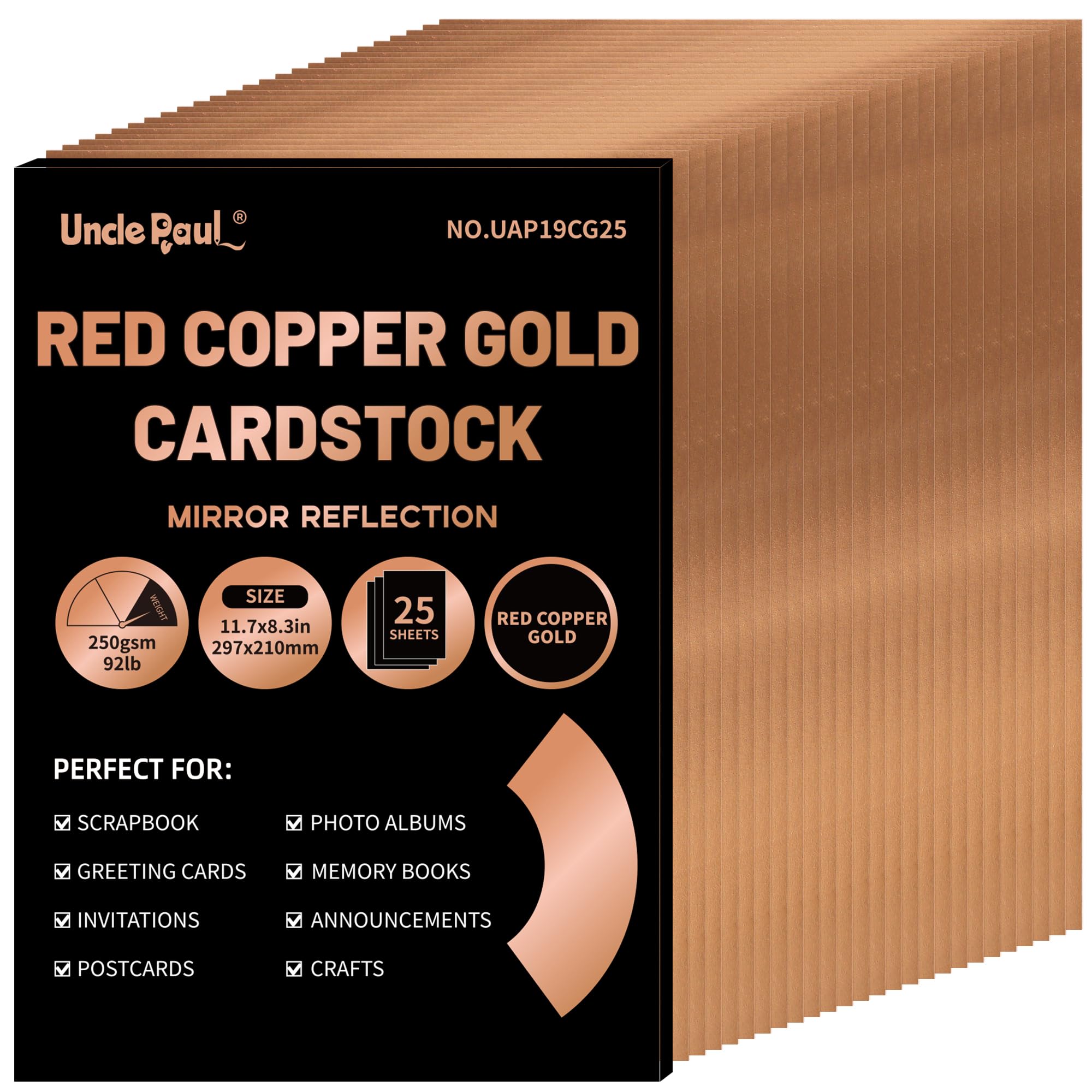 A4 Red Copper Gold Cardstock Paper 25 Sheets 250gsm/92lb Mirror Card Stock
