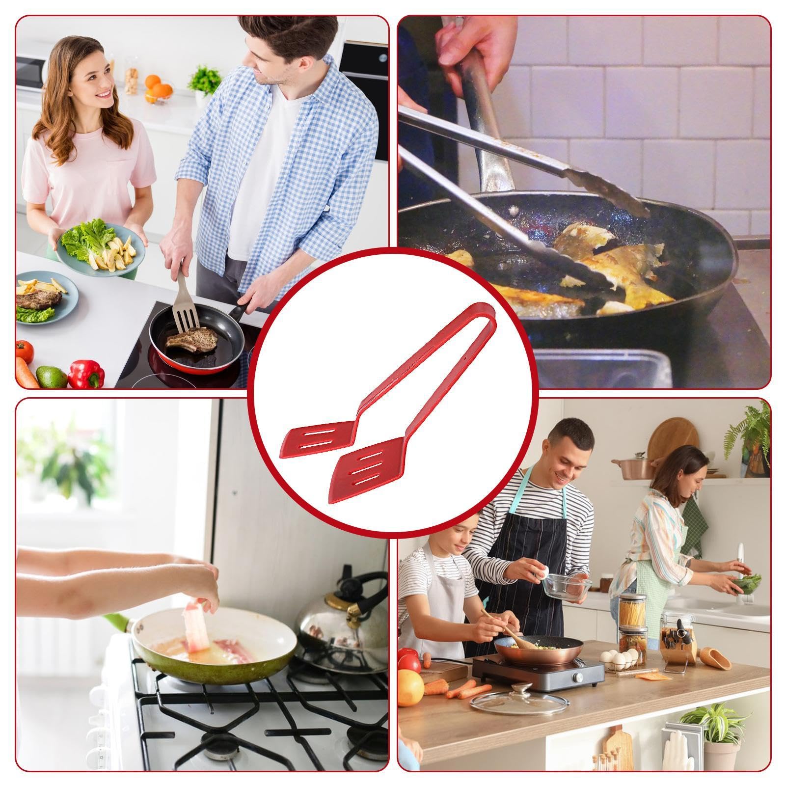 Silikon-Küchenzange zum Kochen – vielseitiger Spatel und Fischwender mit rutschfesten Silikonspitzen, vielseitiger Küchenspatel, ergonomisches und praktisches Kochwerkzeug für Steak
