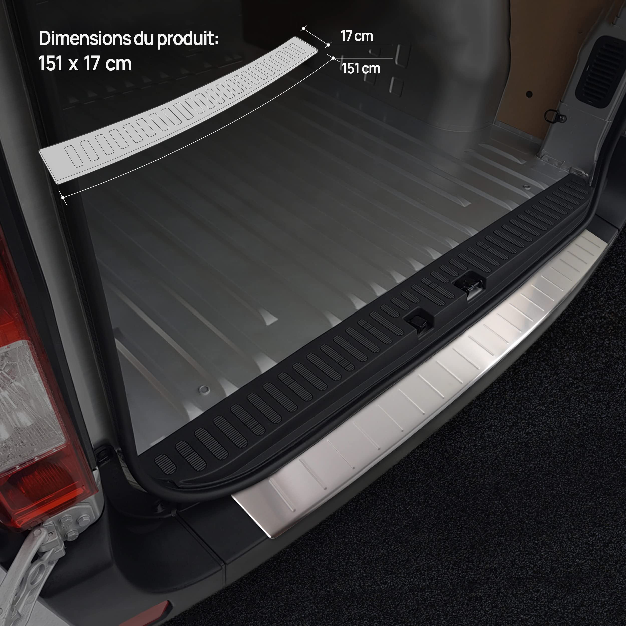 CHROMEMASTER | Protection De Pare-Chocs Arrière | Compatible Avec Dacia Duster 2010-2017 | Acier INOX Brossé, Argent Mat | Protection De Seuil De Coffre Pour Protéger Votre Voiture Des Rayures
