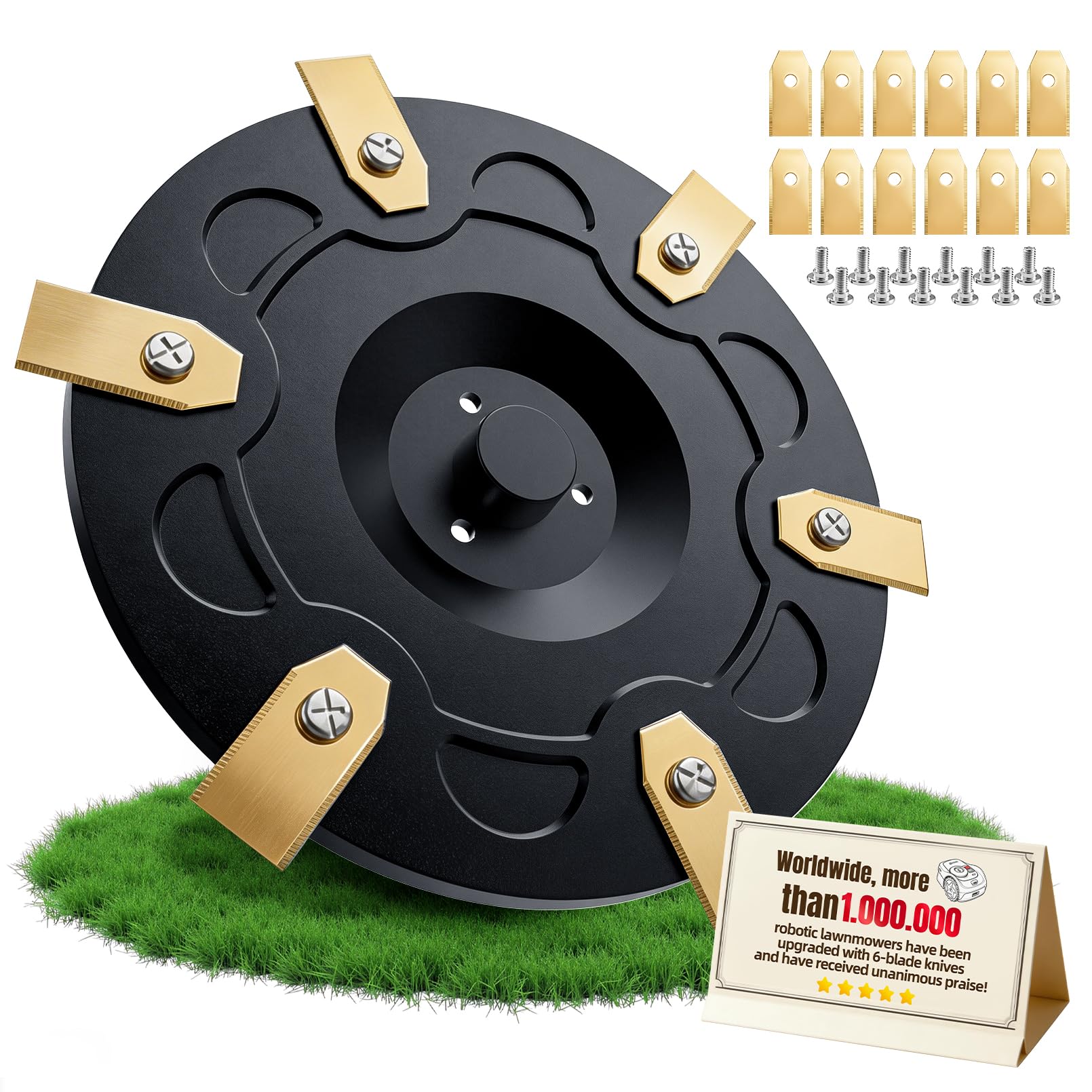 Brich NAVIMOW Replacement Blade Set for Segway Robotic Lawnmower 12 Blades + Blade Plate Compatible with i105E, i108E,i110N,i205 AWD,i208 AWD Robust Lawnmower Tuning Blade Platform Robotic Lawnmower