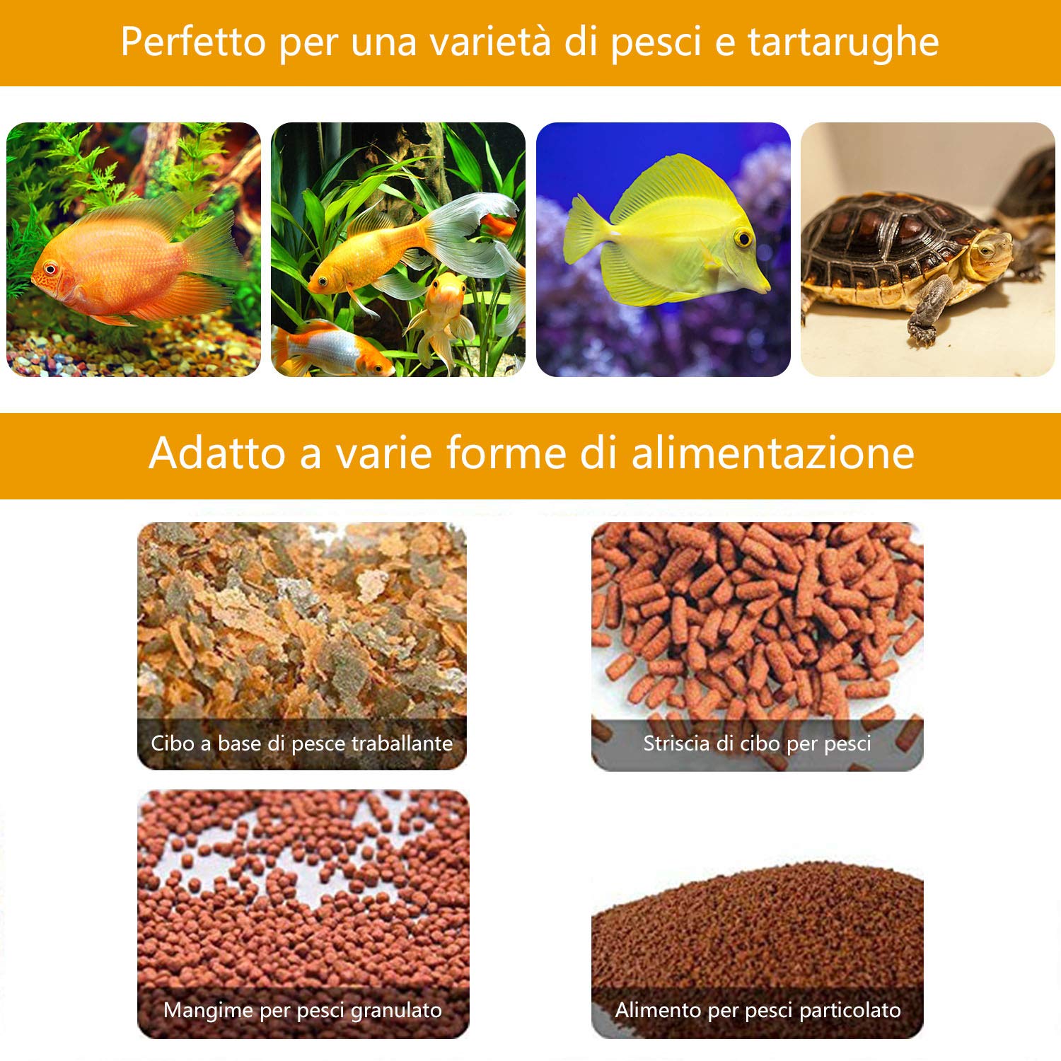 Mangiatoia Automatica per Acquario, Distributori di Cibo per Pesci Tartarughe con Display LCD, capacità di Serbatoio 200mL , Impostazione del Tempo di Mangime