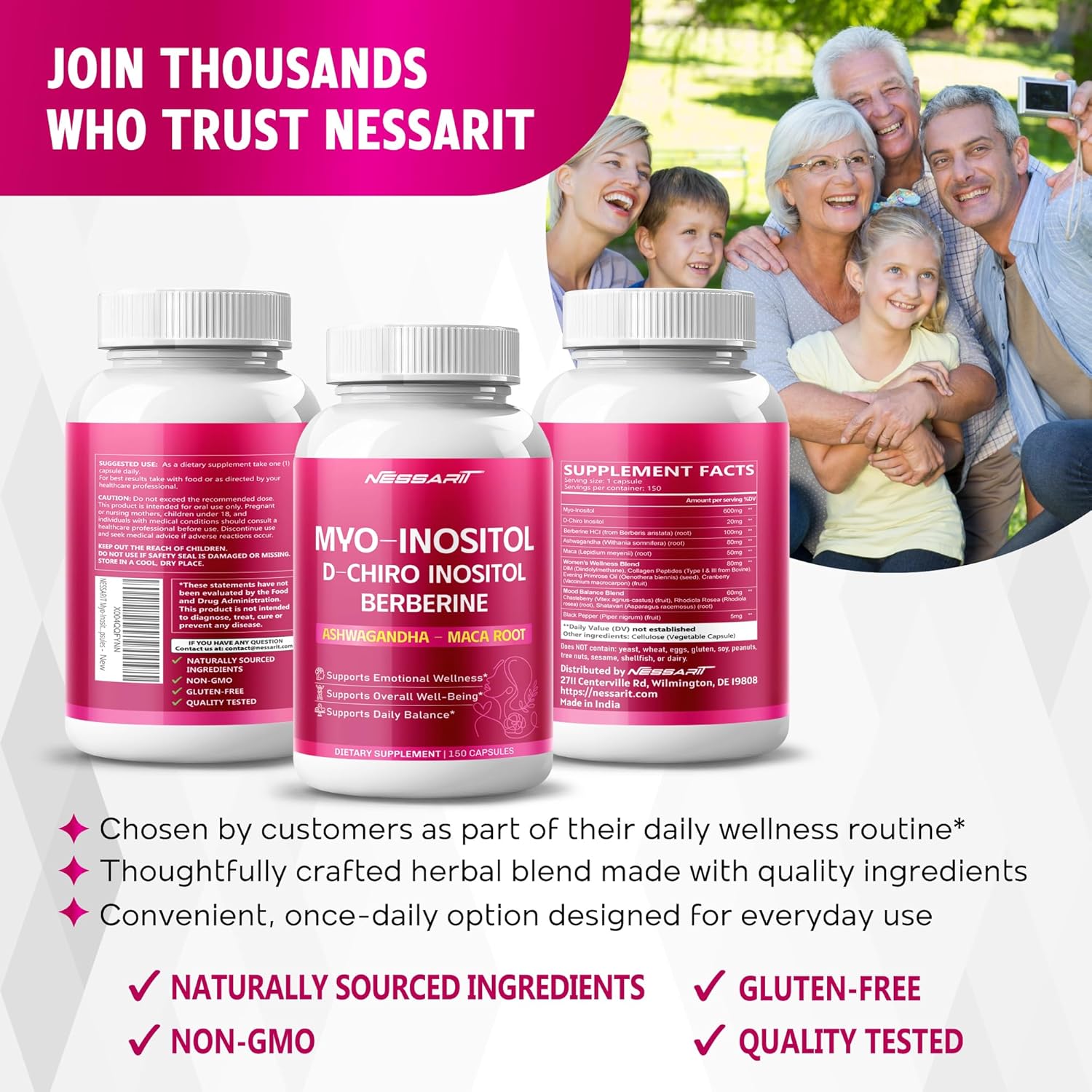 Myo-Inositol, D-Chiro Inositol, Berberine, Ashwagandha & Maca – Support Women’s Health & Mood Balance – 150 Capsules - Image 8