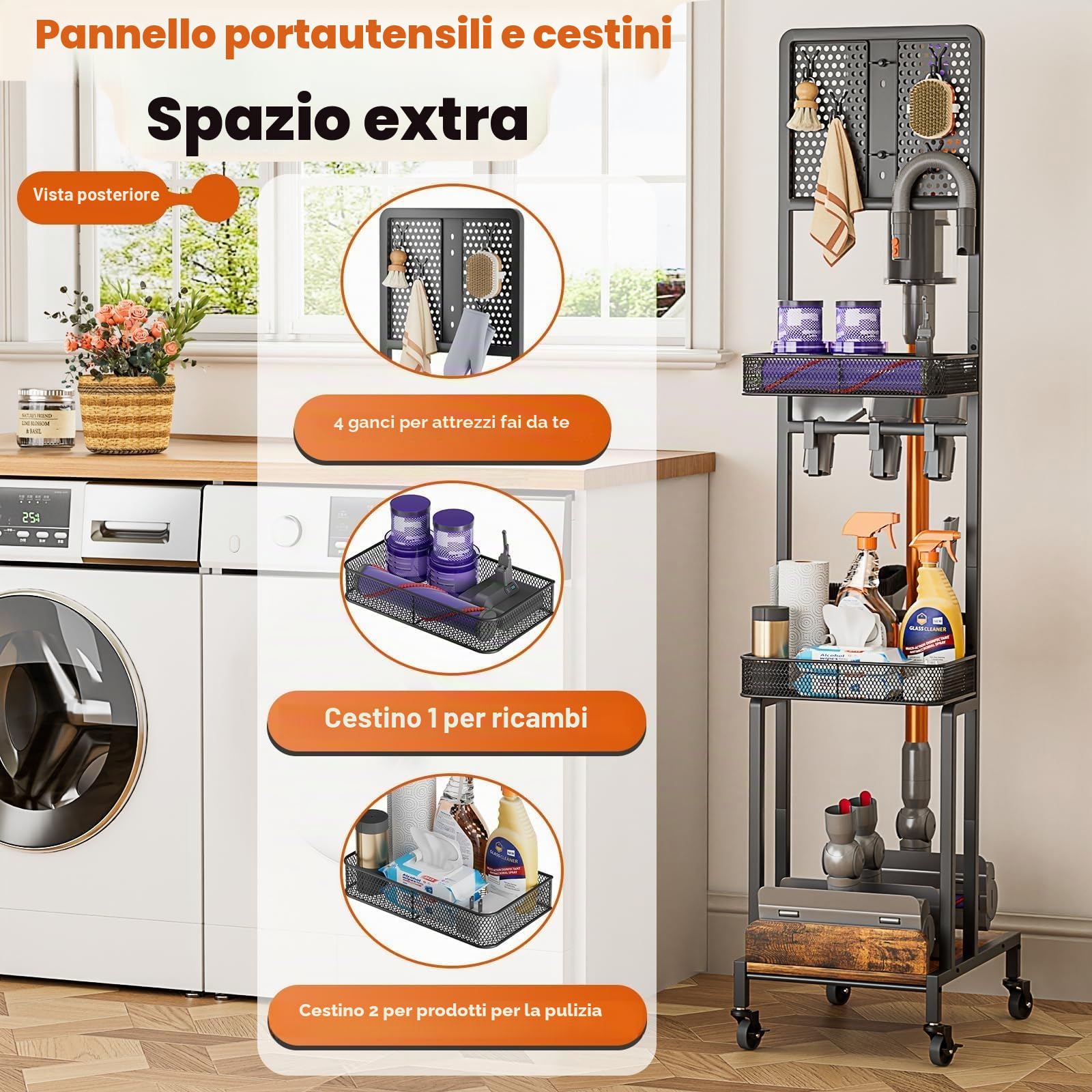 Bikoney Supporto in Metallo per aspirapolvere Compatibile con Dyson V15 V12 V11 V10 V8 V7 V6 Gen5, Stazione autoportante Stabile con Supporto Accessori e organizzatore per aspirapolvere Senza Filo | Per Gen5 V15 V11 V8 V7 V6, supporto per accessori e dock