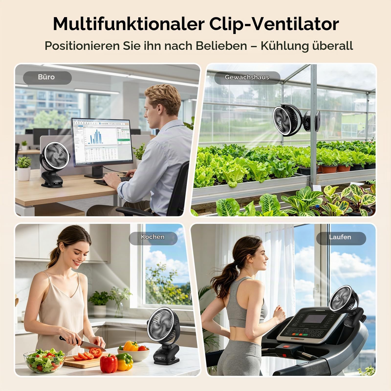 WUQNGI Mini Ventilator Leise,10000mAh USB Tischventilator Akku Aufladbar,Clip Ventilator Oszillierend Klein mit Timerfunktion Licht,Grow Ventilator Batterie für Schlafzimmer Auto Camping Kinderwagen