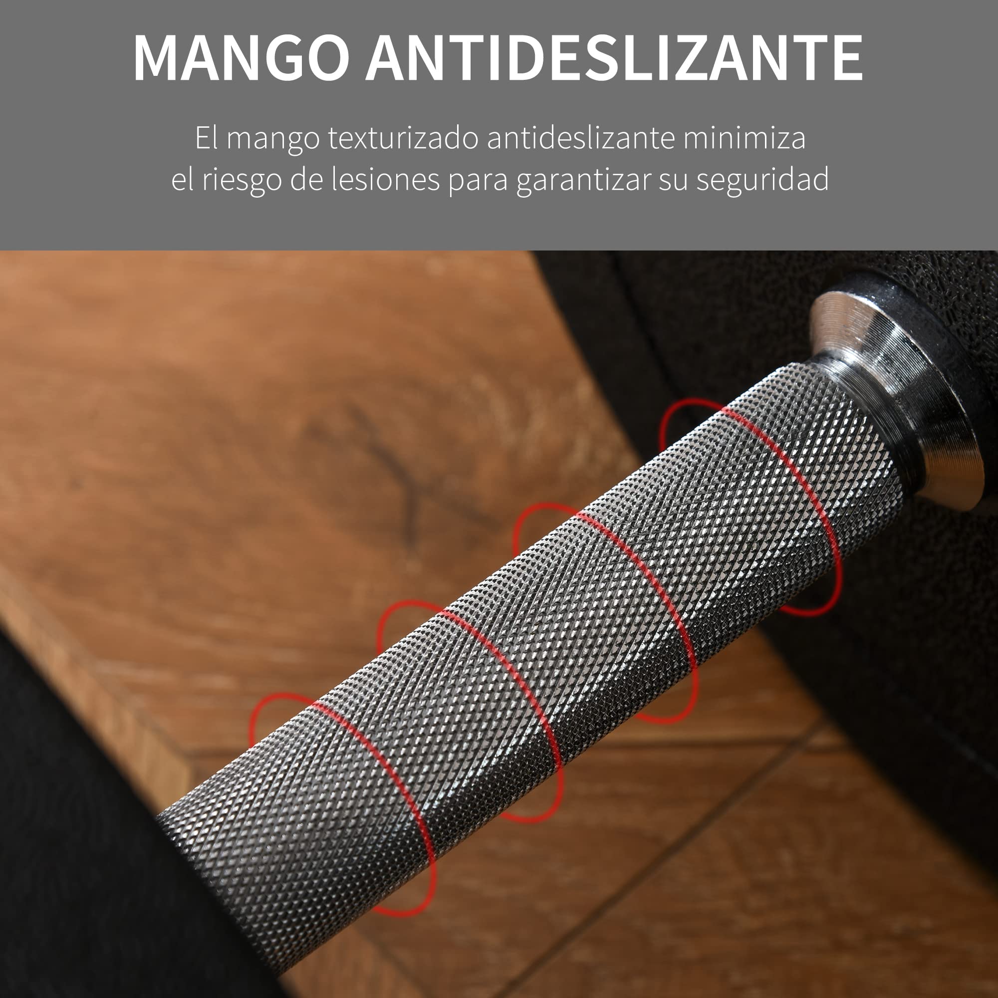 HOMCOM Conjunto de Mancuernas Ajustables 20kg a 30 kg Juego de Pesas con Discos de 2,5kg a 1,5kg y Barras de Conexión de 2 kg Kit de Entrenamiento para Gimnasio en Casa