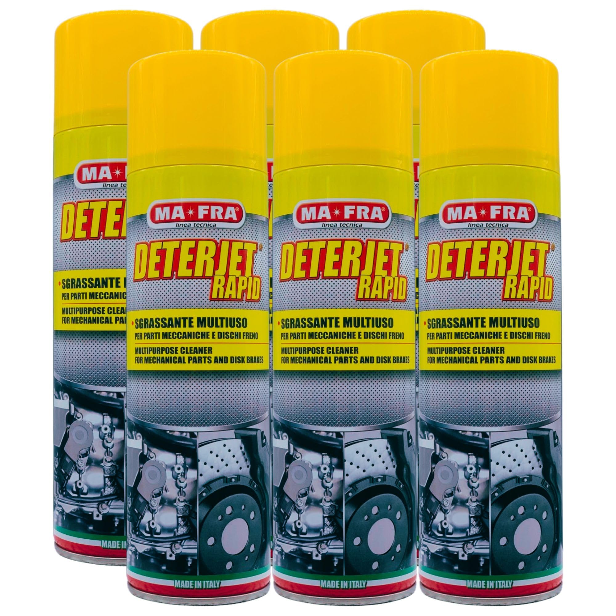 FEI FAN Sgrassante Multiuso DETERJET Rapid per Parti Meccaniche e Dischi Freno. Ideale Anche Nell'Uso Industriale per La Pulizia di Macchinari e Catene 500ml (6 Spray)