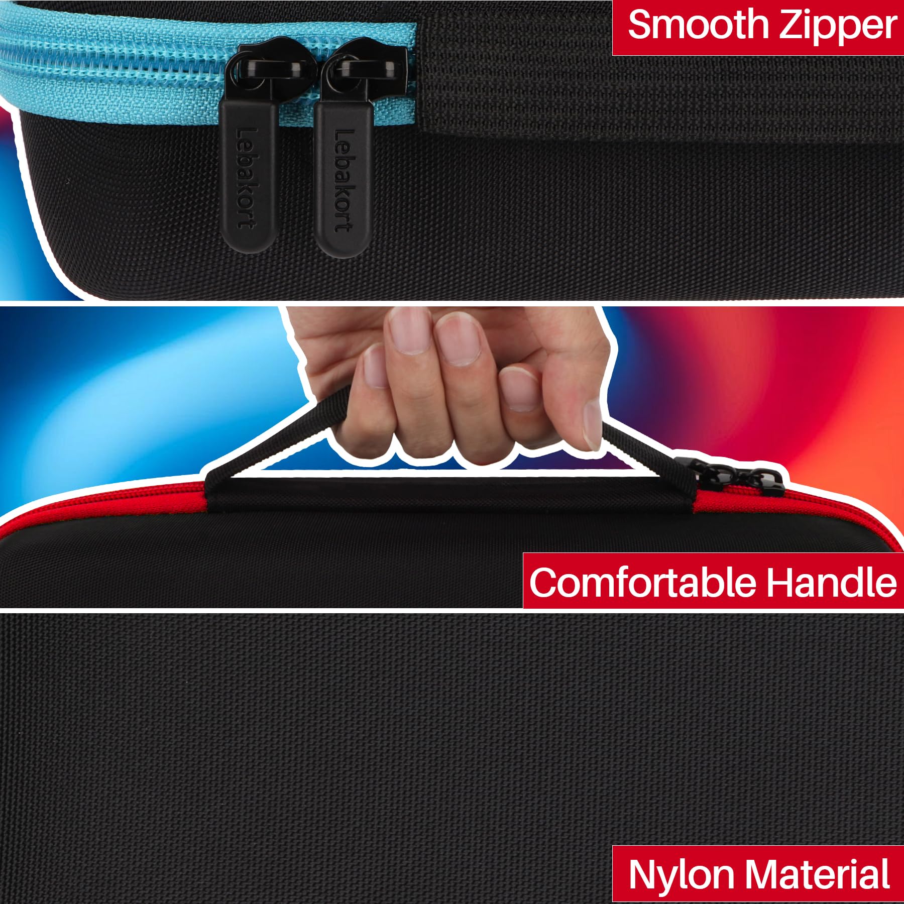 Lebakort Dur Étui Housse Cas Compatible avec Nintendo Switch 2 (Noir + Rouge)
