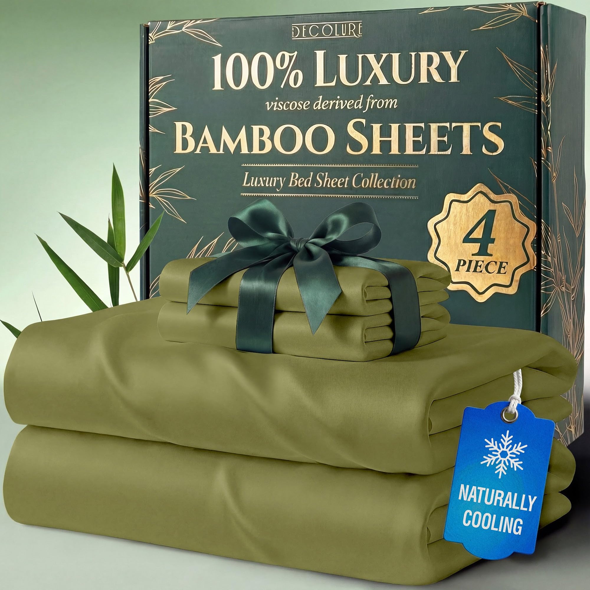 DECOLURE 100% Organic Viscose Derived from Bamboo Sheets Queen Size 6pcs - Ultra Soft & Luxuriously Cooling, 17" Deep Pocket, Double Stitching, Perfect for Hot Sleepers - Queen Bed Sheets (White) — view 23