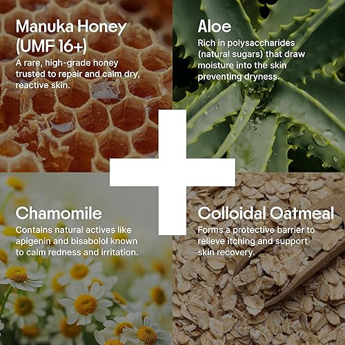 Miniatura 5 de Crema de miel para picor por sequedad, agretamiento e irritación de la piel. Tratamiento de avena de Manuka&Colloidal para dermatitis, herpes