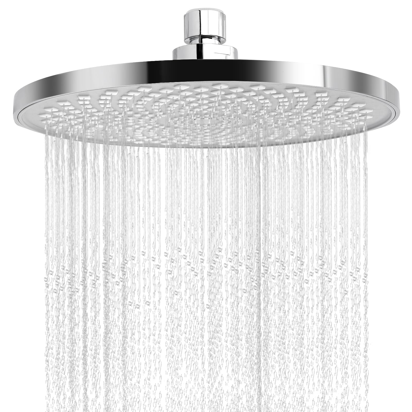 Hawdows 22 CM Rainfall Shower Heads, Anti-Limescale Fixed Rainfall Shower Head, High Pressure, Overhead Waterfall Shower Head with Swivel Ball, 360° Rotating, G1/2" Universal Fitting, Chrome