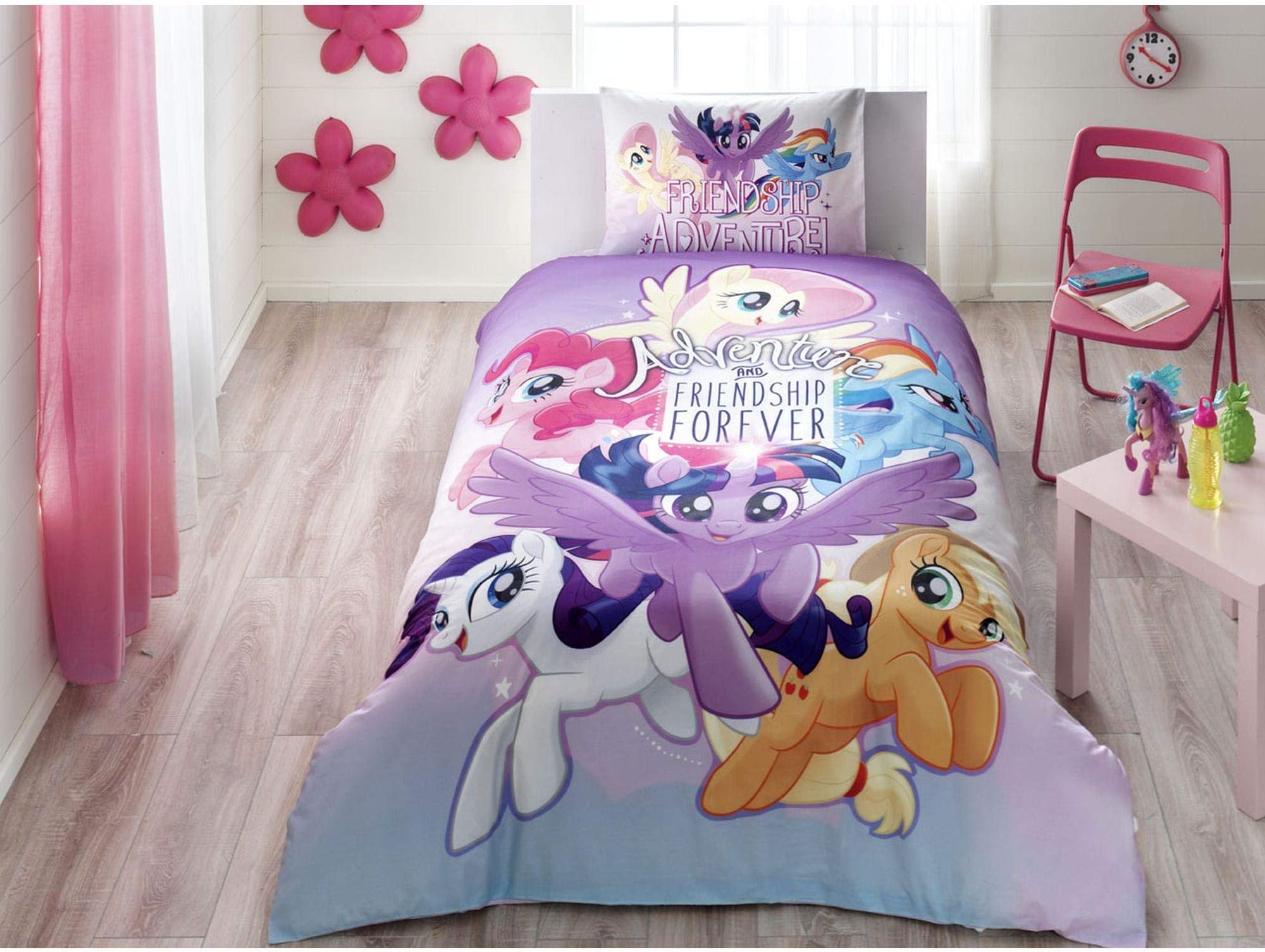 Single Twin Kids Original My Little Pony Adventure Movie 100% Cotton Duvet/Quilt Cover Set, Bedding Set 3 Pcs