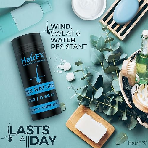 Miniatura 5 de HairFX Fibras capilares para el cabello fino (marrón oscuro), indetectables y naturales, botella gigante de 0.11 onzas, engrosador de cabello +