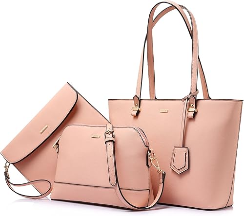 Miniatura 14 de LOVEVOOK Bolsos de mano para mujeres, bolsos de hombro, bolso tote, bolso satchel, bolso hobo, conjunto de bolso de 3 piezas