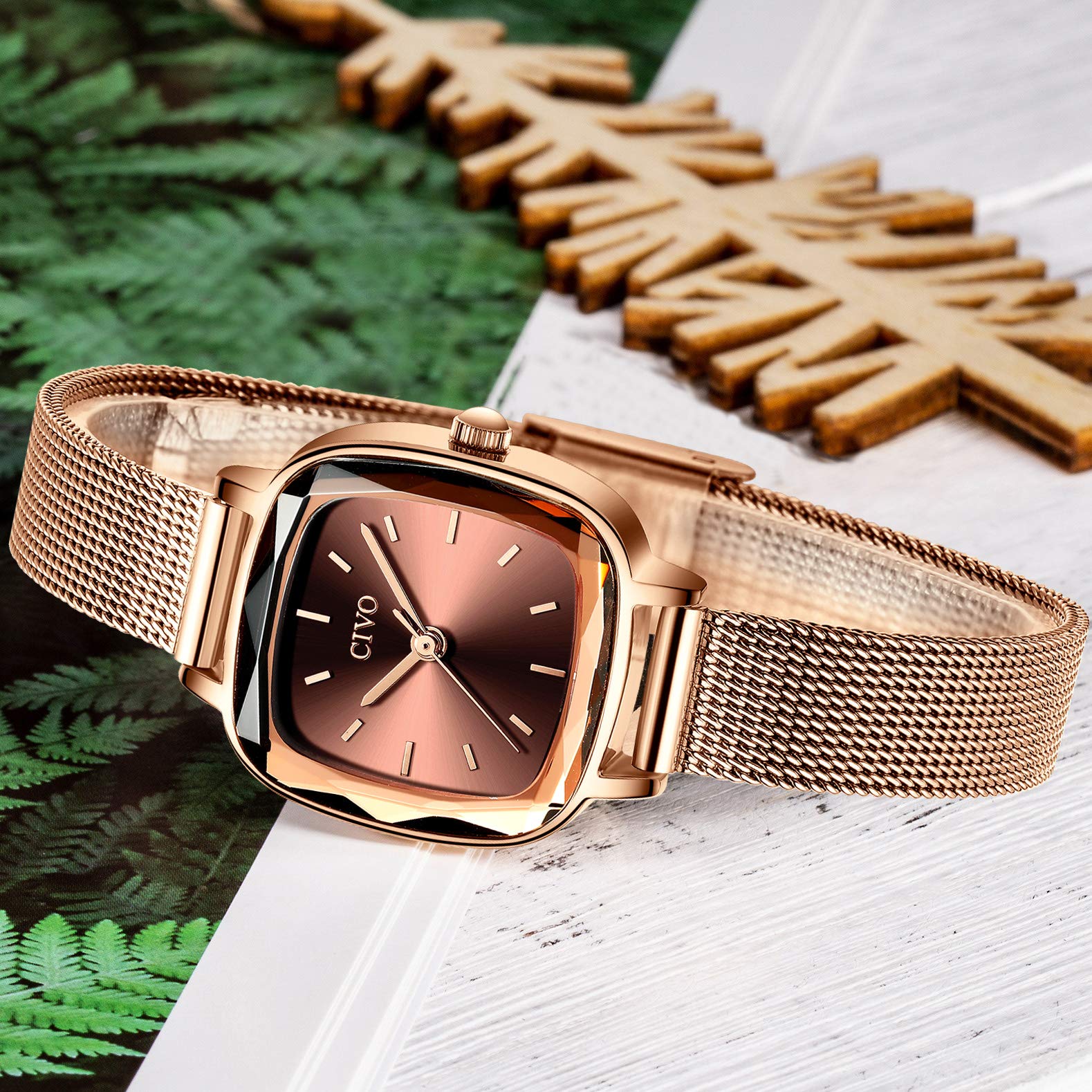 CIVO Montre Femme Rectangle Etanche Analogique Quartz Bracelet Mode Entreprise Élégant Classique