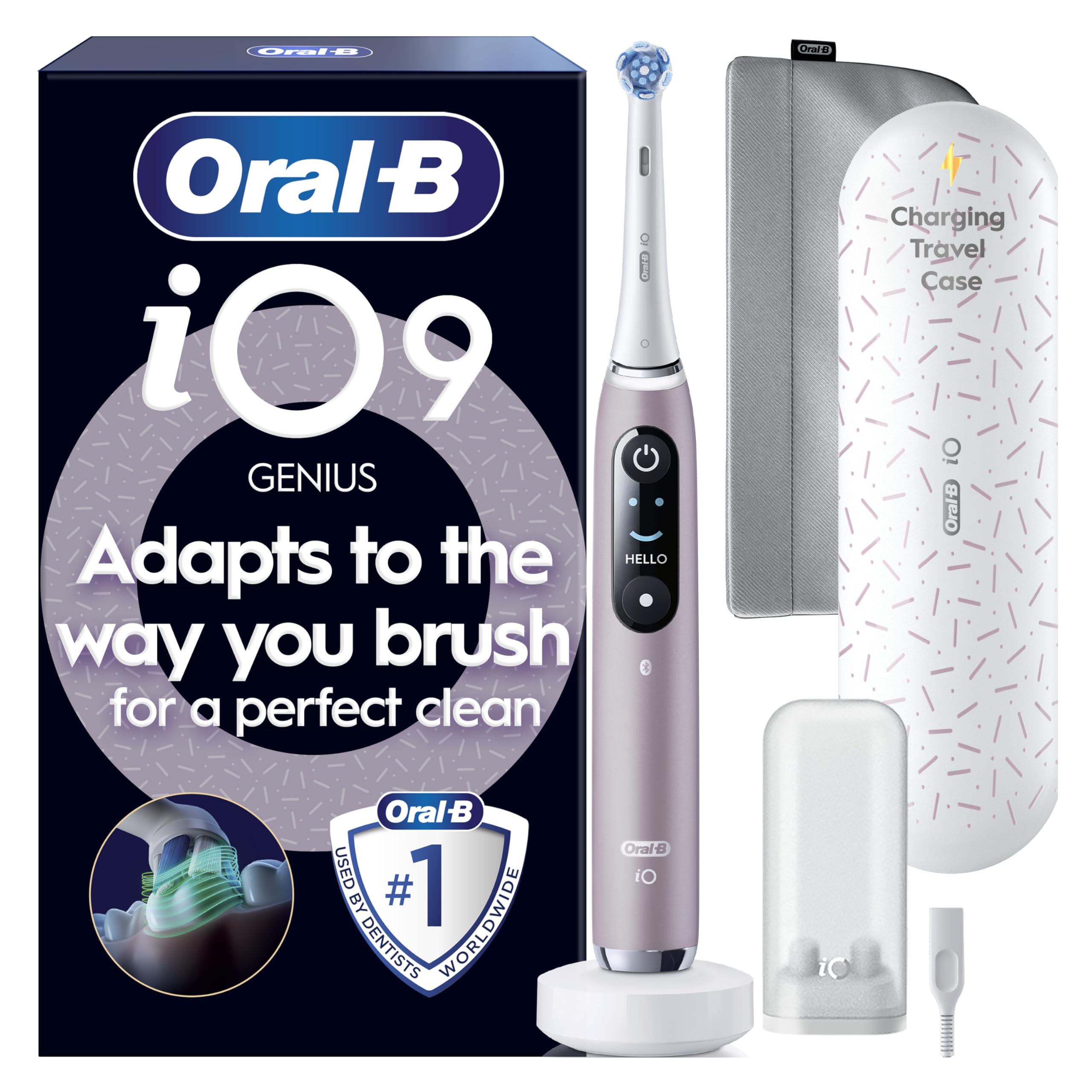 Oral-B iO 9 Special Edition Rose Quartz Electric Toothbrush - Toothbrush + 8 Toothbrush Heads