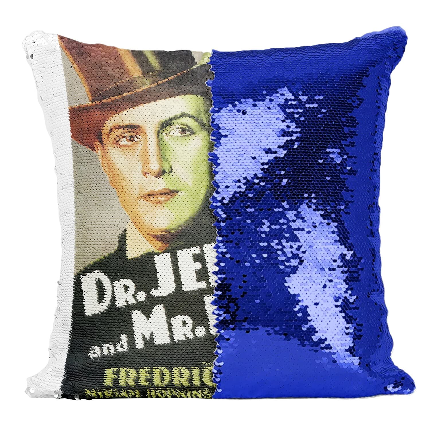 Coussin housse sequin bleu affiche poster cinéma vintage Jekyll Hyde rétro