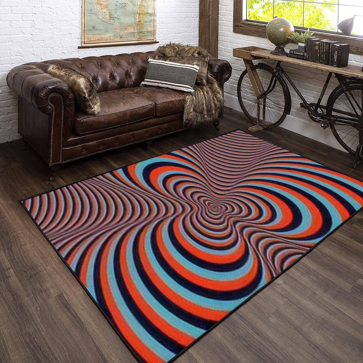 Tapis salon facile à nettoyer grand format 120x160 cm à motif abstrait moderne