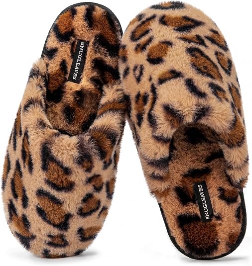 Snug Leaves Women's Fuzzy Scuff Slippers Soft Comfy Memory F