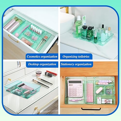 Miniatura 5 de Organizadores de cajones de escritorio de cocina, almacenamiento para oficina, pequeñas bandejas de acrílico para maquillaje, cajones de baño,