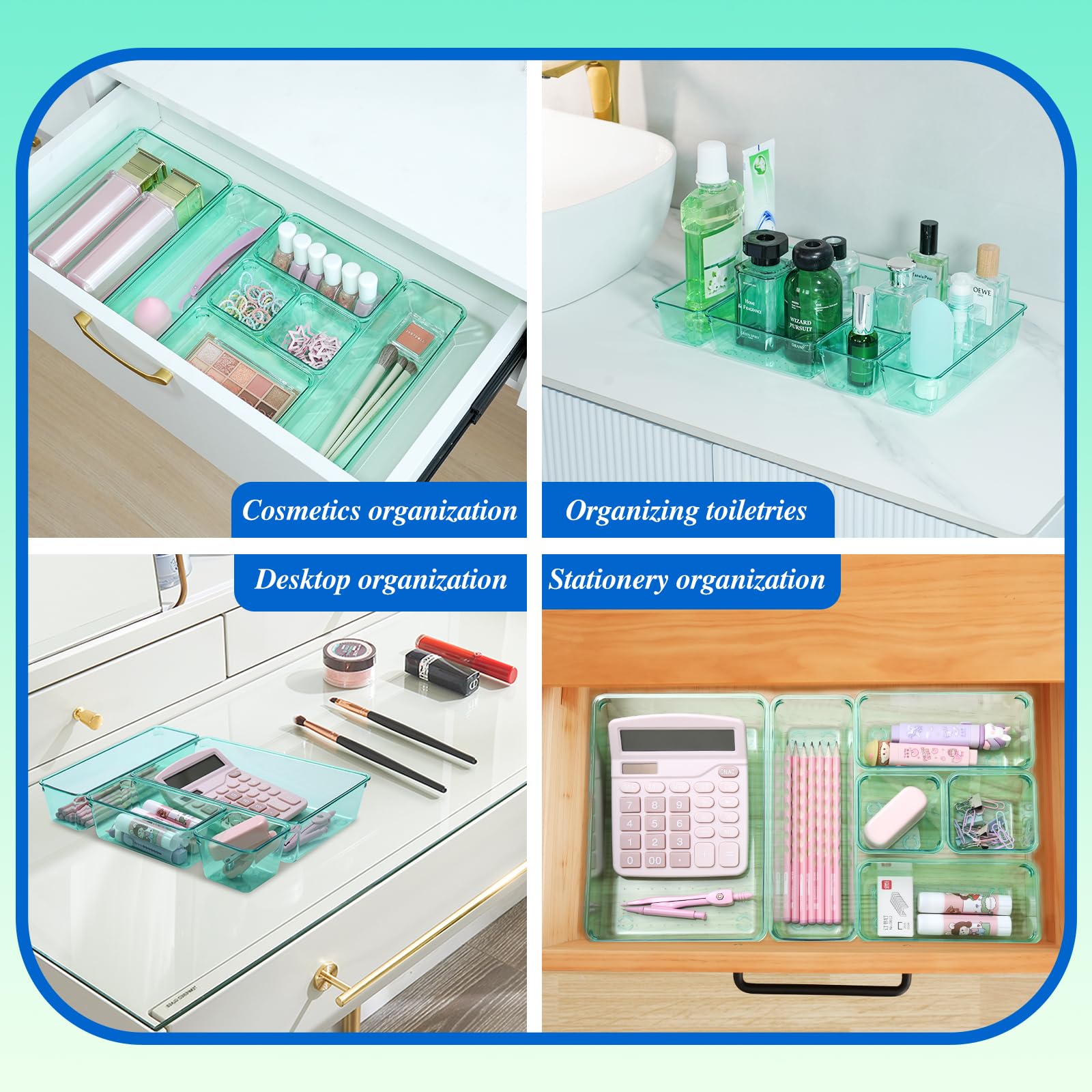 Schubladen-Organizer Set Aus Kunststoff, 25 Teile In 4 Größen - Transparente Boxen Für Make-up, Küche, Bad & Büro