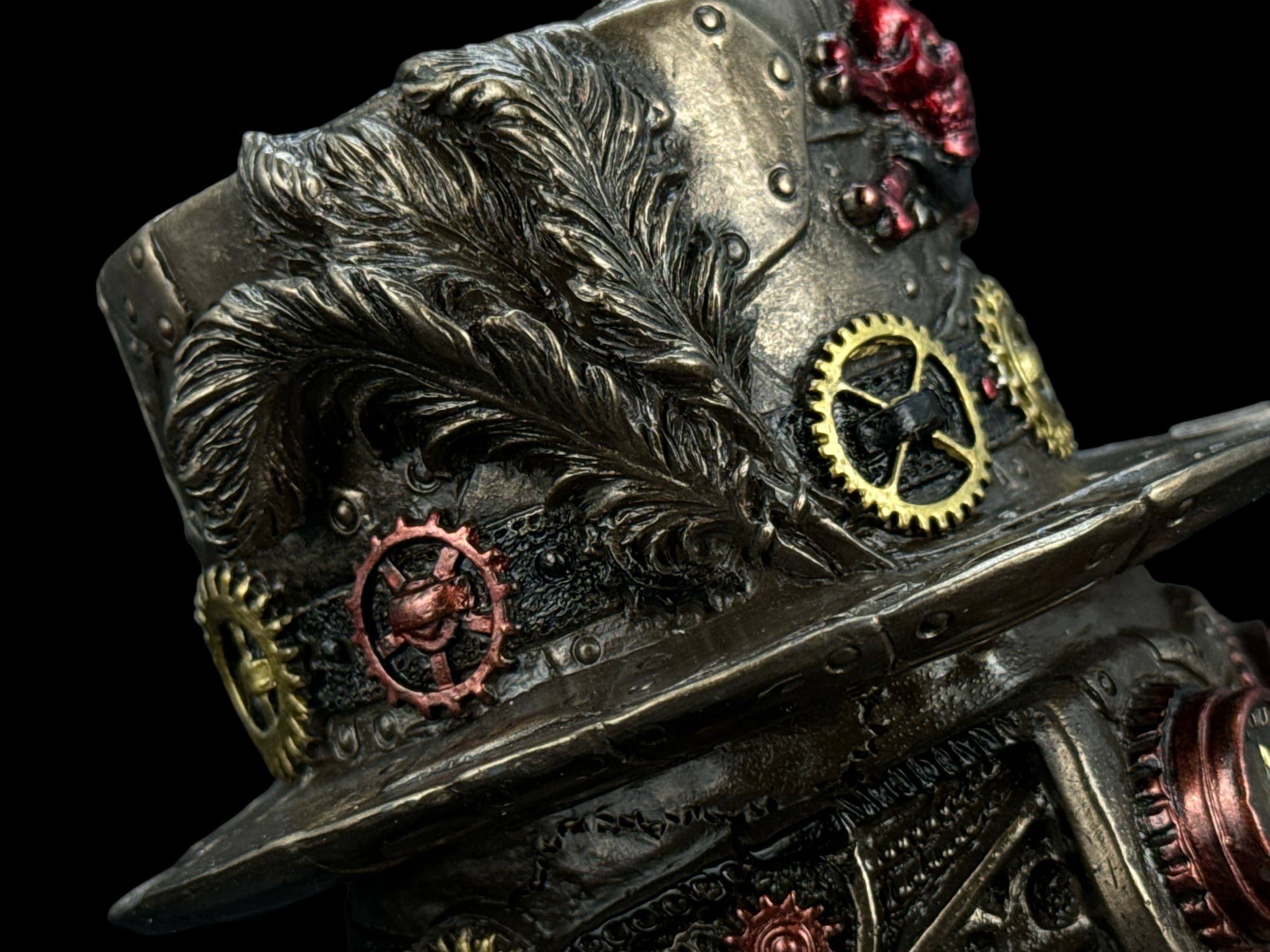 57 SPECIAL REPLICAS Statua Decorativa da Interno - Scultura in stile steampunk con teschio e cappello a cilindro - Scultura Moderna Design