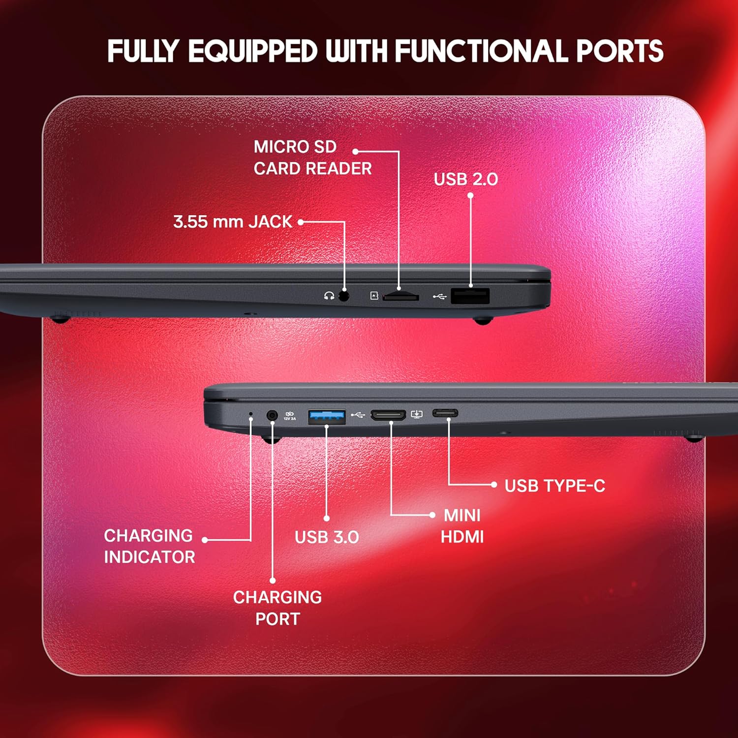 EBook 11.6" HD Laptop | Best Student & Office Work Laptop | Celeron N4020 | 4GB DDR4 | 128GB eMMC + M.2 SSD Expandable Slot | Win 11 Home |31Wh Battery | UHD Graphics 600 | Black - Image 3