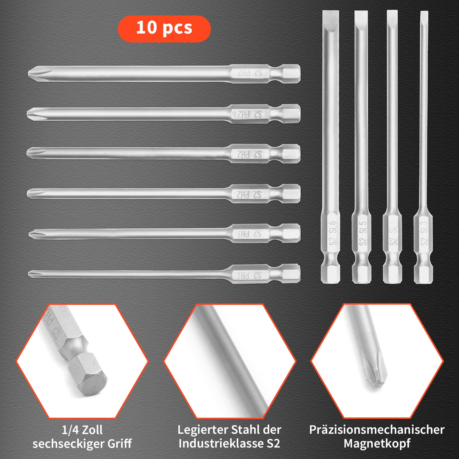 Punte Magnetiche Per Cartongesso 3pz - Attacco Esagonale 1/4", Per Avvitatori E Trapani, Regolazione Profondità - Foto 4