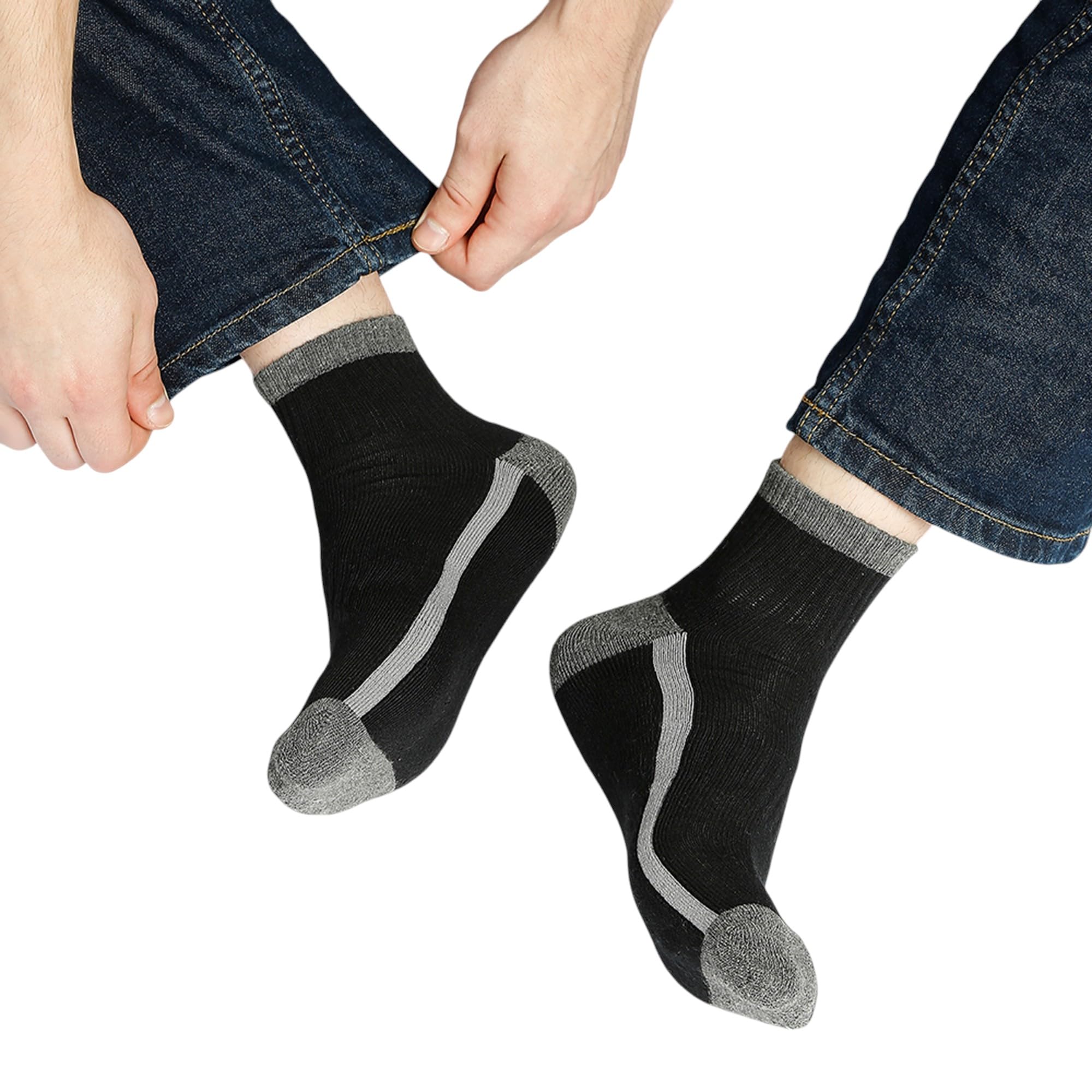 BALENZIA SocksXpress Men's Cushioned High Ankle Sports/Gym Socks (Free Size) Made with 100% Cotton & Spandex. Pack of 3 (Multicolour) | Terry/Towel Ankle Socks for Men. 2