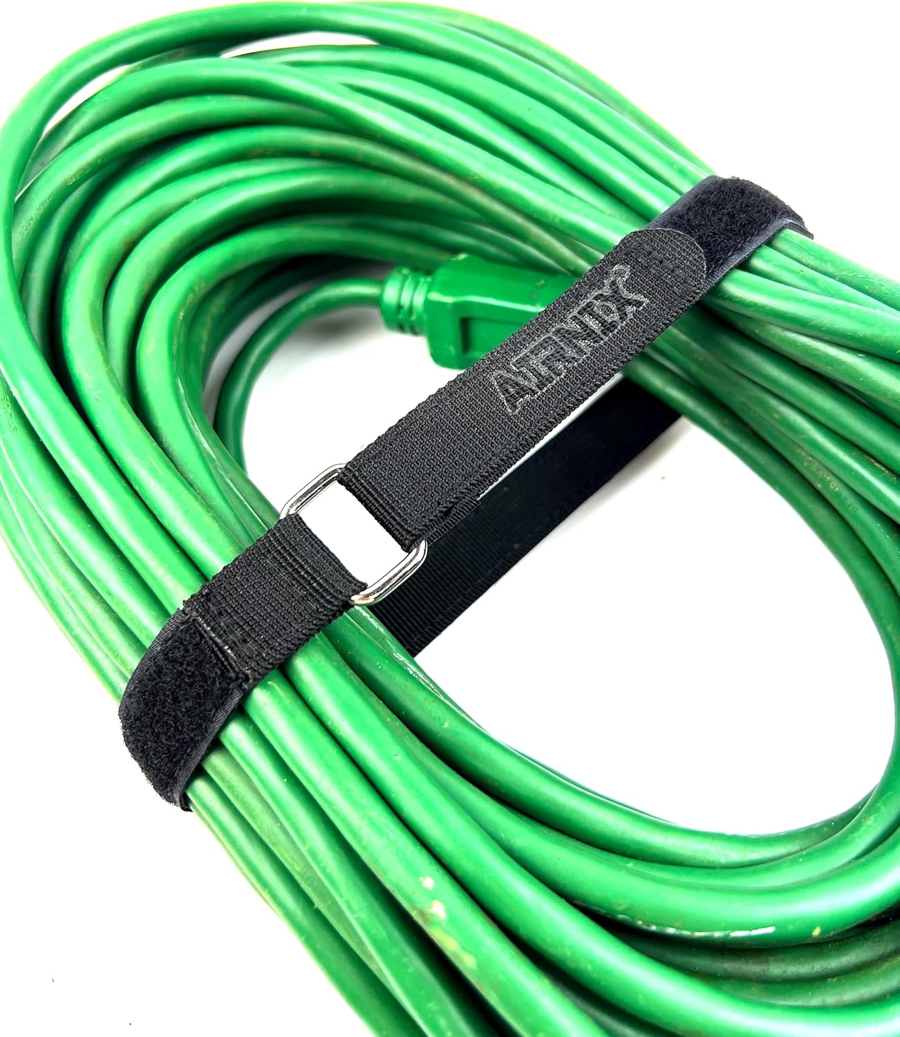 10pc 22" x .75" (19” useable) Nylon Webbing Hook and Loop Cinch Straps with Metal Buckle, Reusable Fastening, Securing, Cable Straps