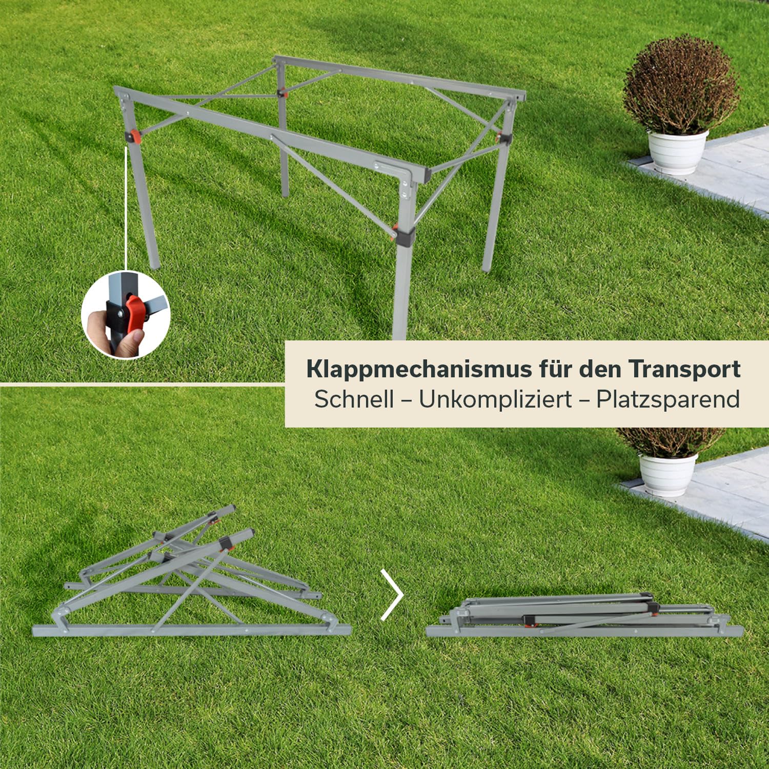 Skandika Aluminium Klapptisch Maikku | Alu Campingtisch für 6 Personen, 80 kg Traglast, 107 x 70 x 70 cm, wasserfest, klappbar, leicht, einrollbare Tischplatte | Falttisch für Garten, Angeln (Grau)