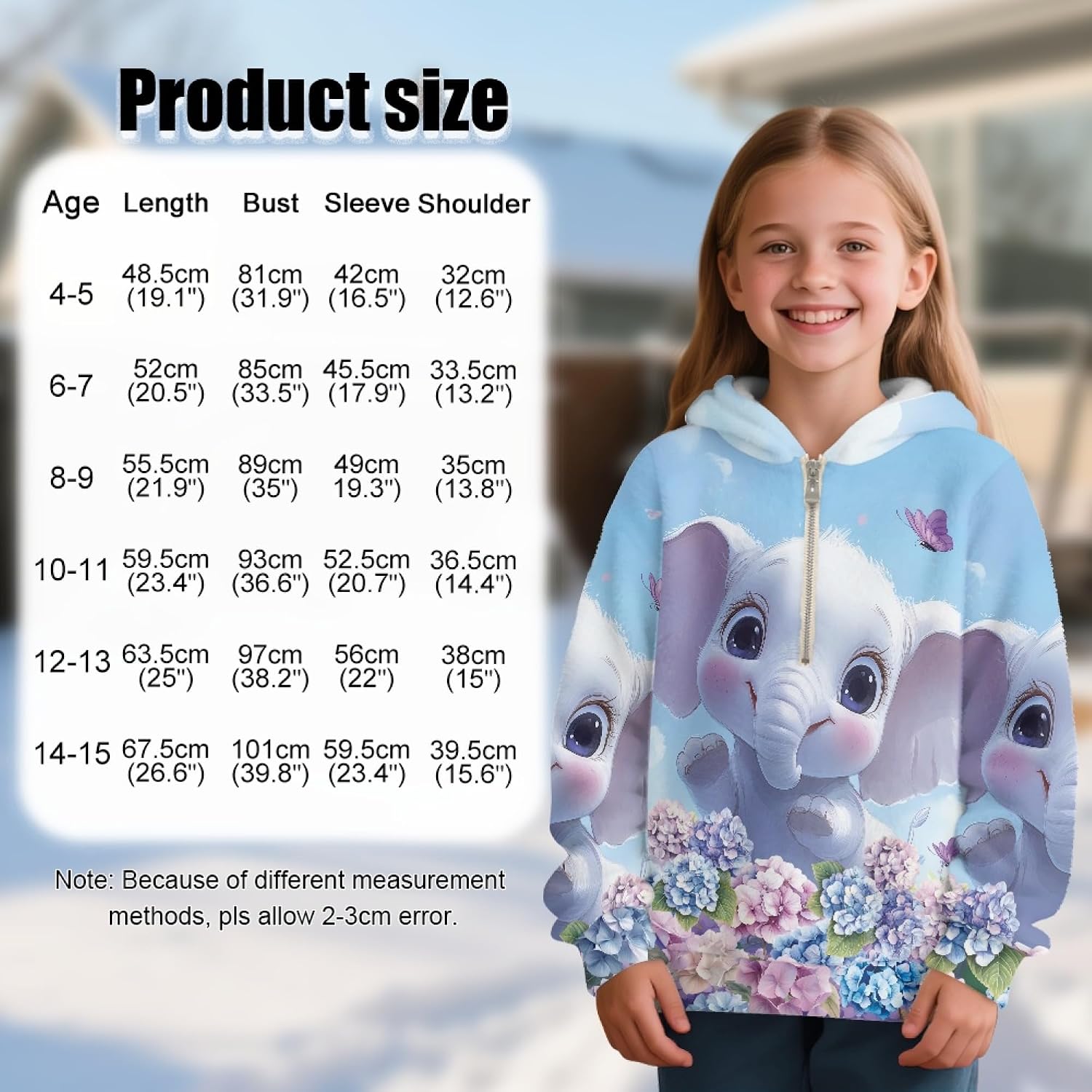 AmzPrint Girls Graphic Half Zip Fleece Hoodie Long Sleeve Pullover Warm Athletic Hoodies For Kids Big Girls
