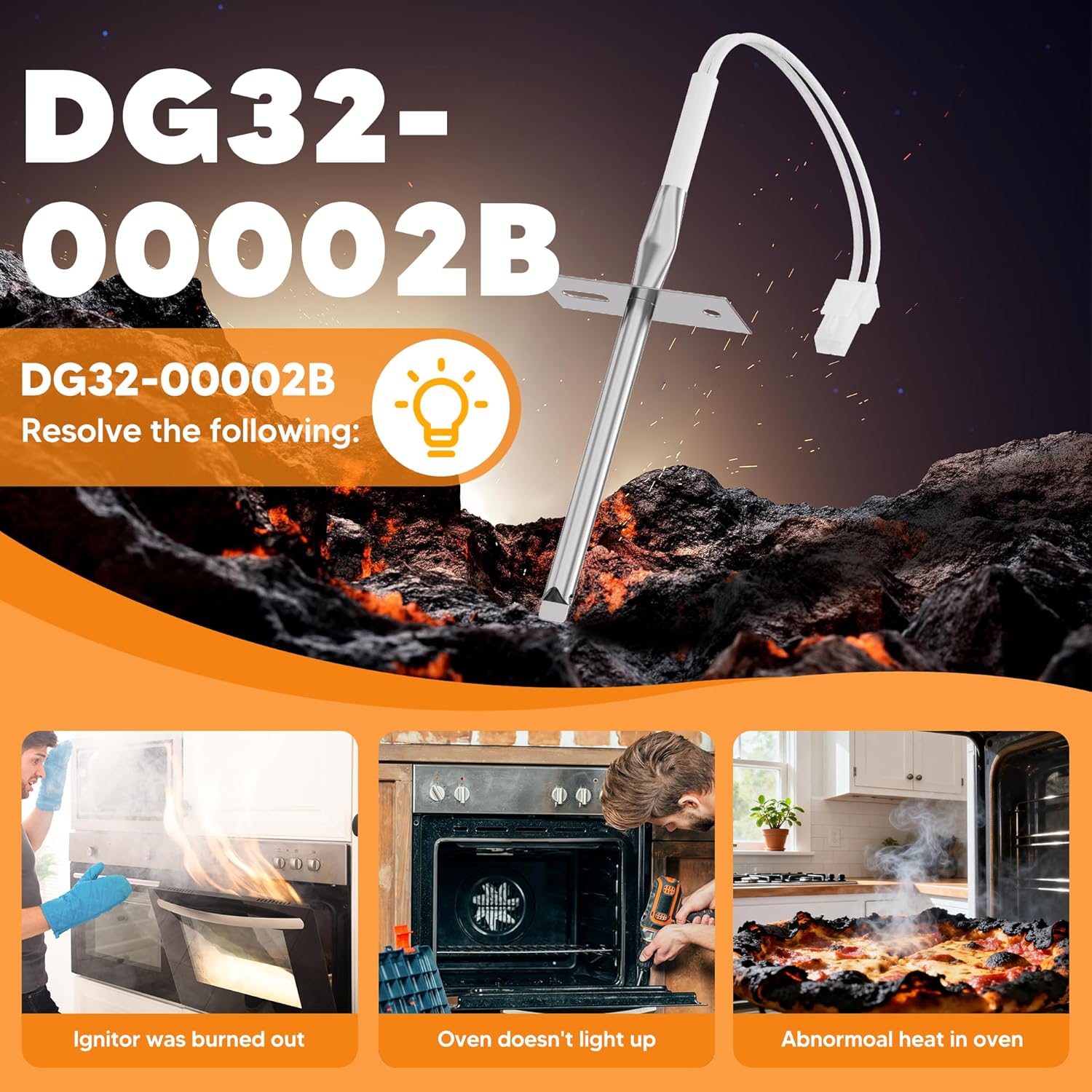 DG32-00002B Oven Temperature Sensor Probe Range Thermistor Compatible with Samsung and LG Oven Parts EBG61305805 DG32-00002A 6322B62214A PS4240743 PS11732697 By Funmit