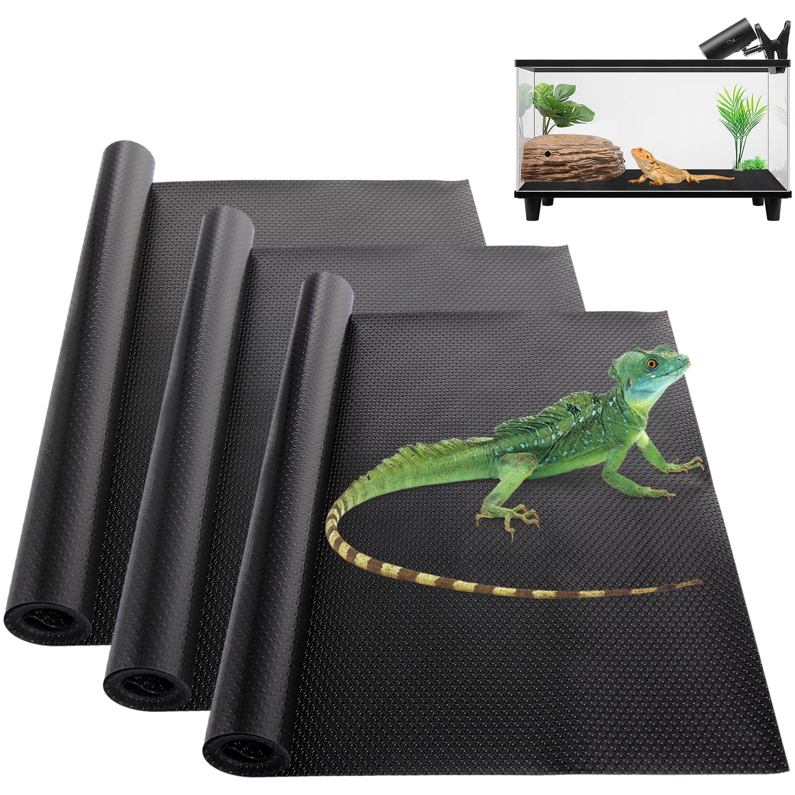 AKOLAFE 3 Roll Tortoise Bedding Mat 45x200 cm Large Reptile Carpet
