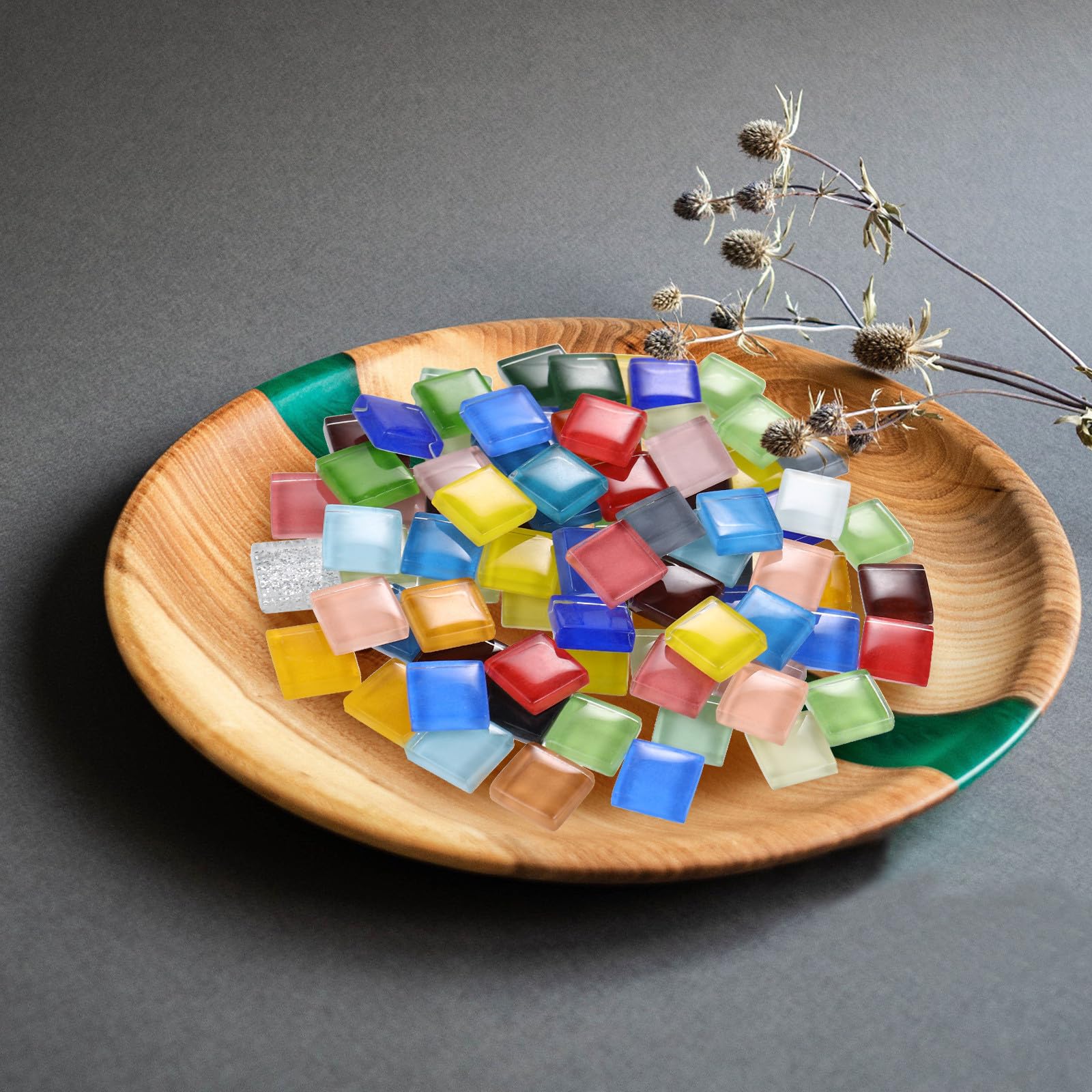 Teselas de Mosaico Cuadradas de Cristal 1200 Piezas para Manualidades